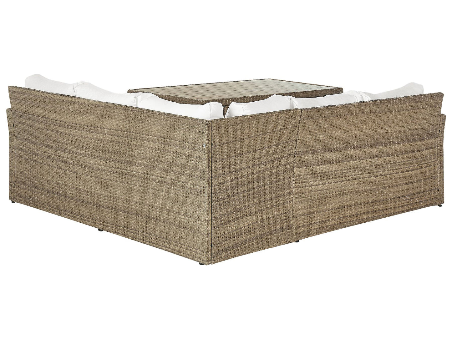 Garden Lounge Set with Table and Ottoman 5 Seater BARDI with Cushions PE Rattan Brown