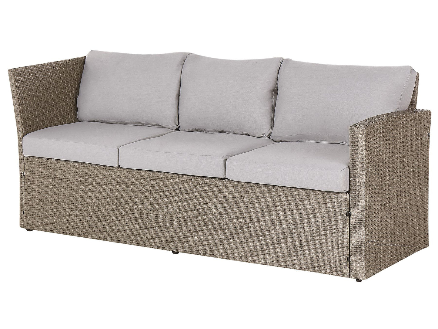 Garden Lounge Set with Table and Ottoman 5 Seater BARDI with Cushions PE Rattan Taupe