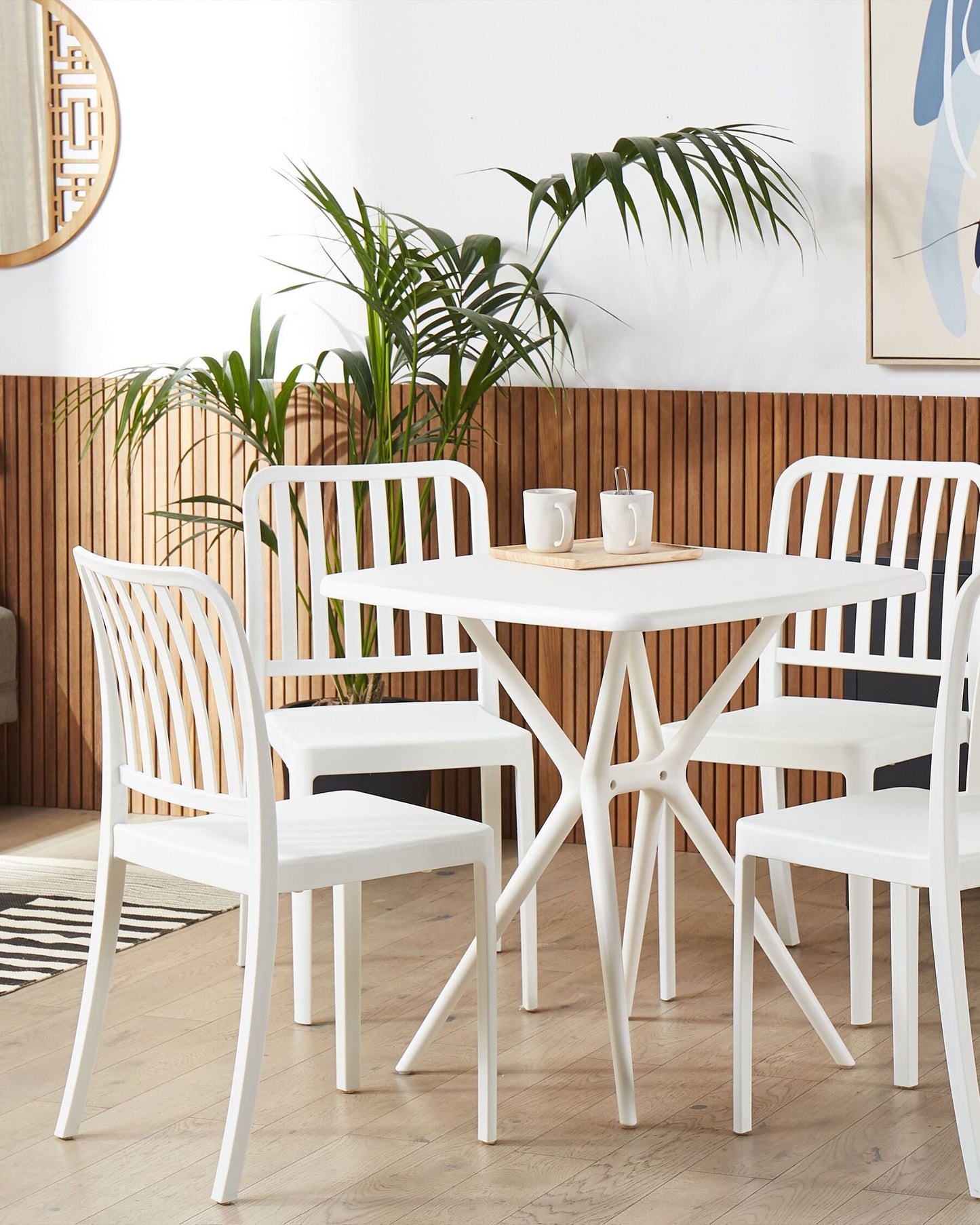 Set of 4 Garden Chairs SERSALE Synthetic Material White