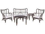 Garden Lounge Set with Table 4 Seater BRINDISI Rattan Dark Brown