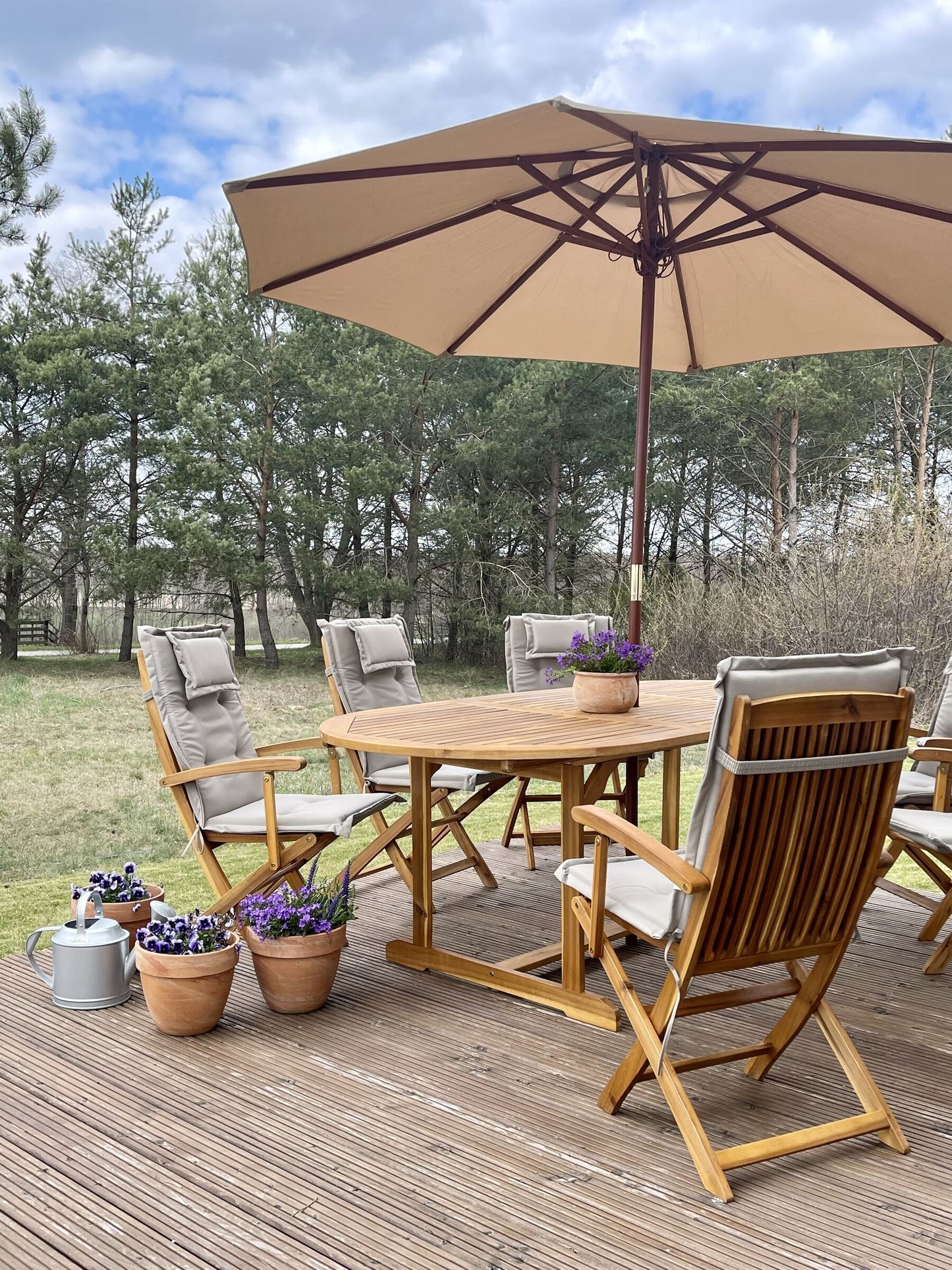 Garden Dining Set 8 Seater MAUI with Cushions Acacia Wood Taupe