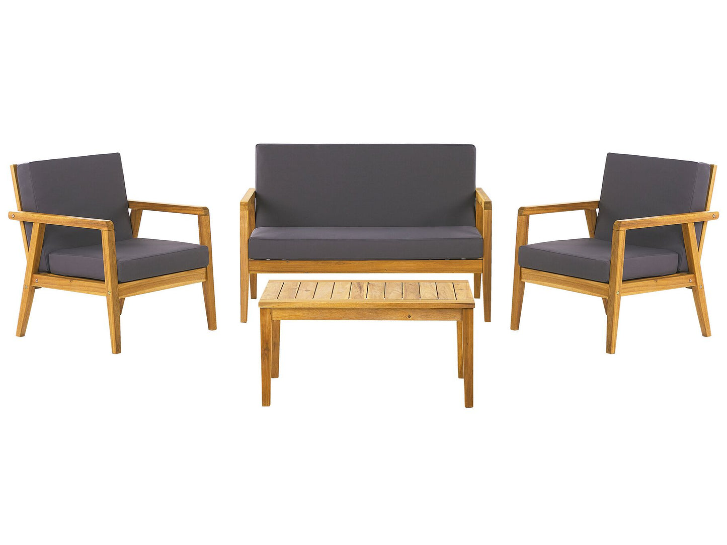 Garden Lounge Set with Table 4 Seater PALLANO Acacia Wood Dark Grey