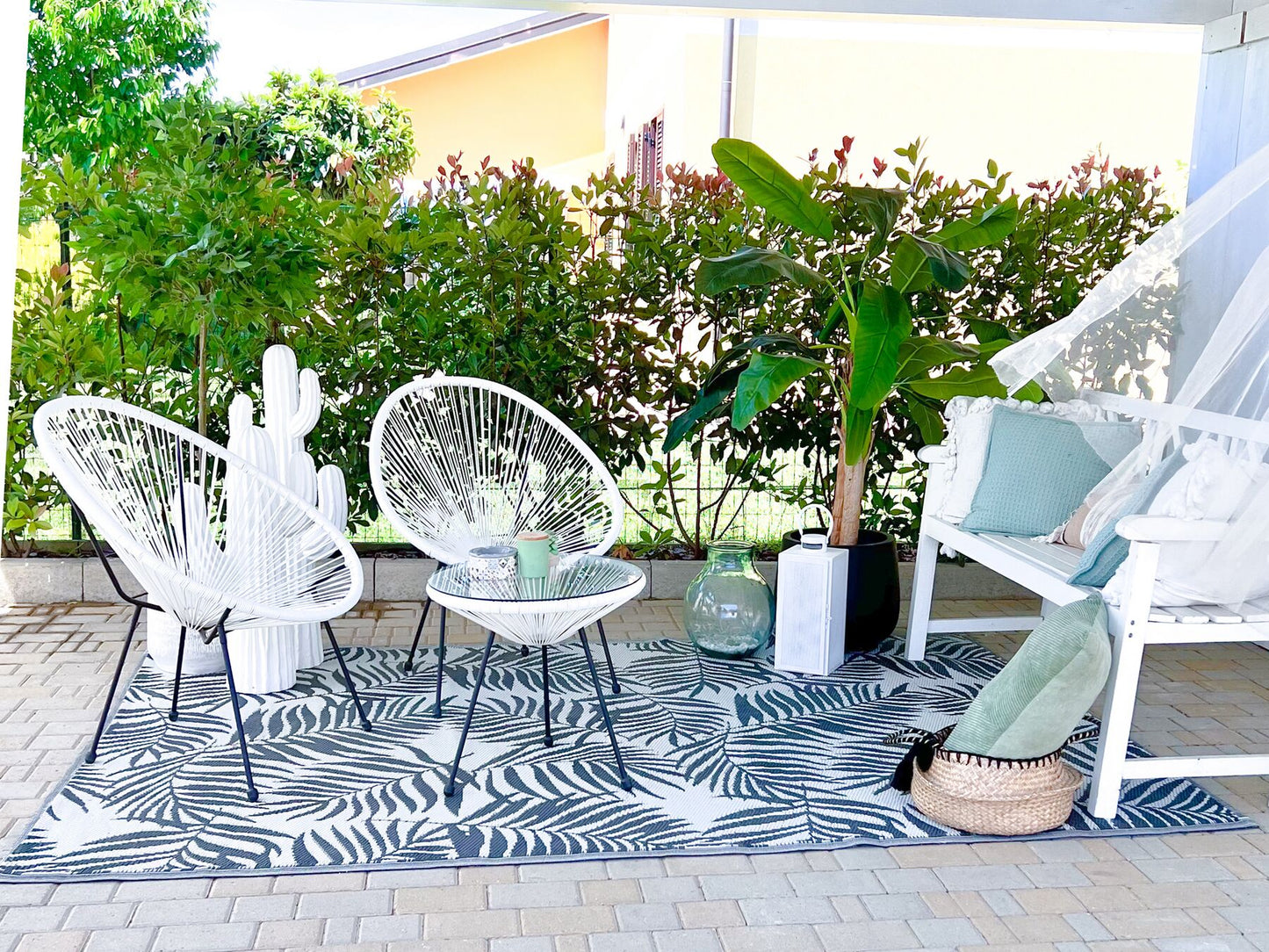 Bistro Set ACAPULCO II PE Rattan White