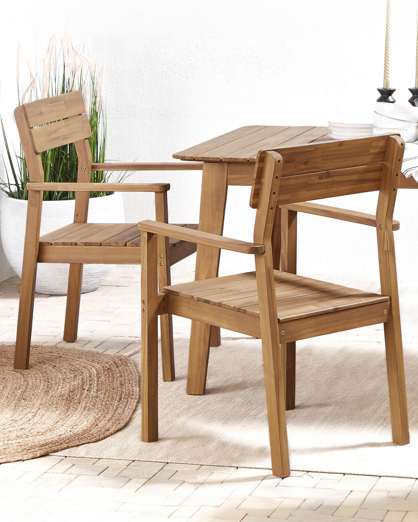 Set of 2 Garden Chairs FORNELLI Acacia Wood Brown