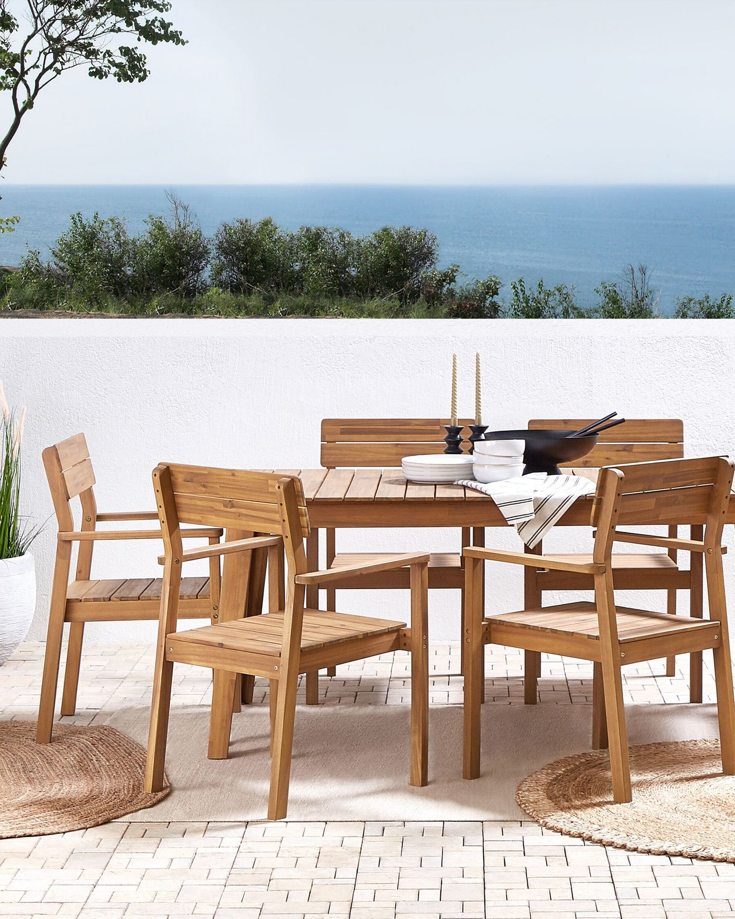 Set of 6 Garden Chairs FORNELLI Acacia Wood Brown