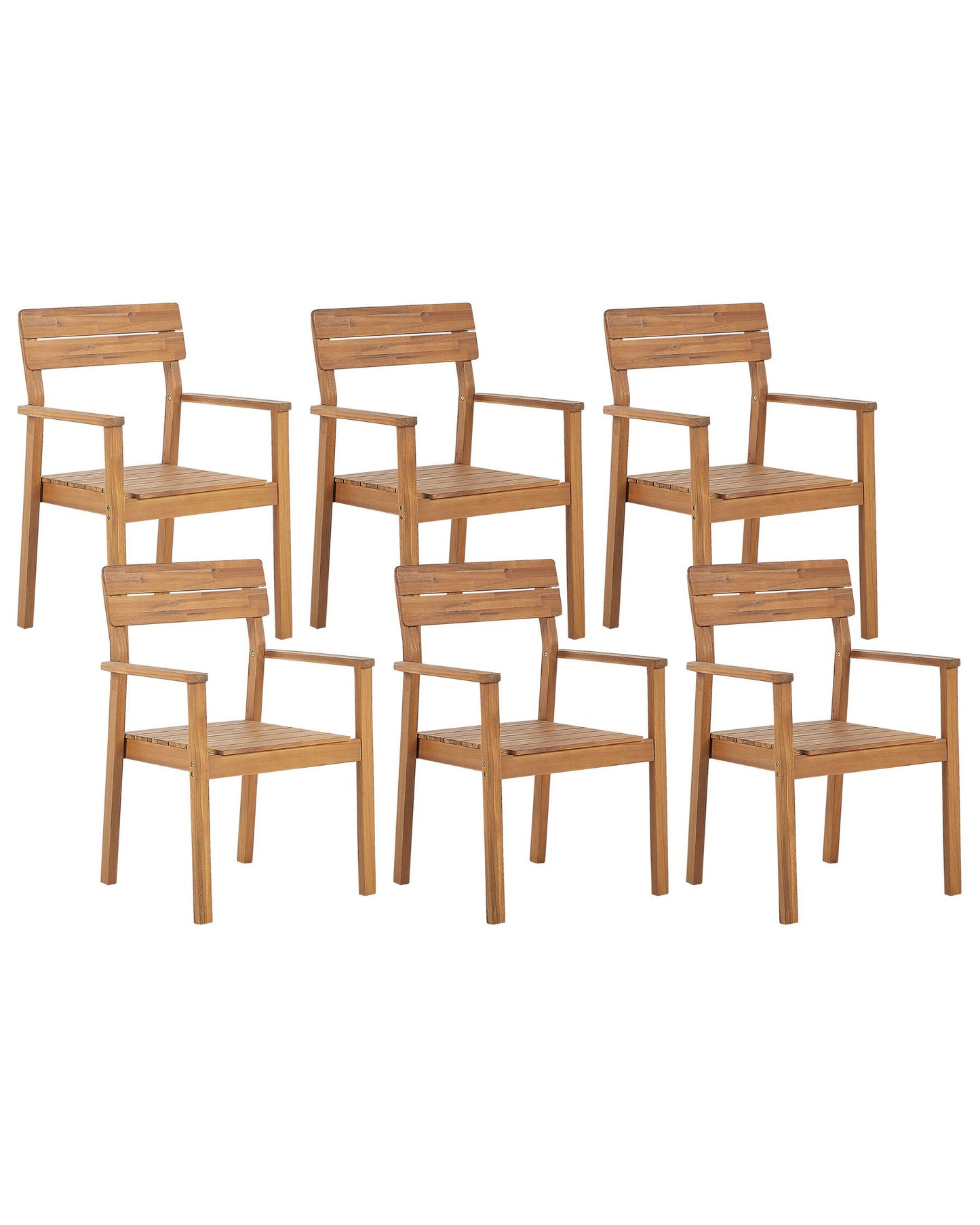 Set of 6 Garden Chairs FORNELLI Acacia Wood Brown