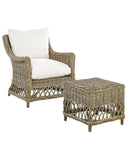 Garden Armchair with Footstool Rattan Natural