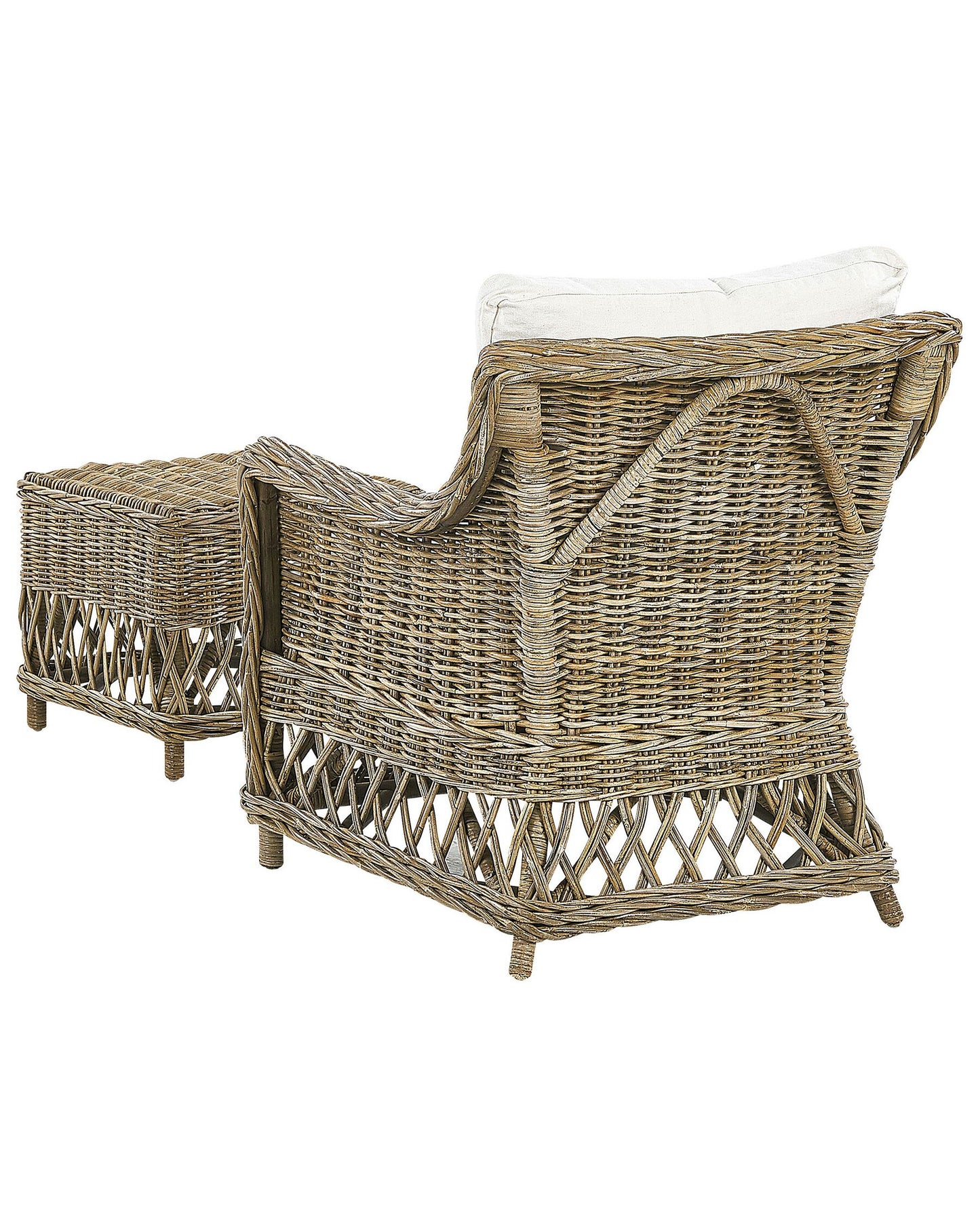 Garden Armchair with Footstool Rattan Natural