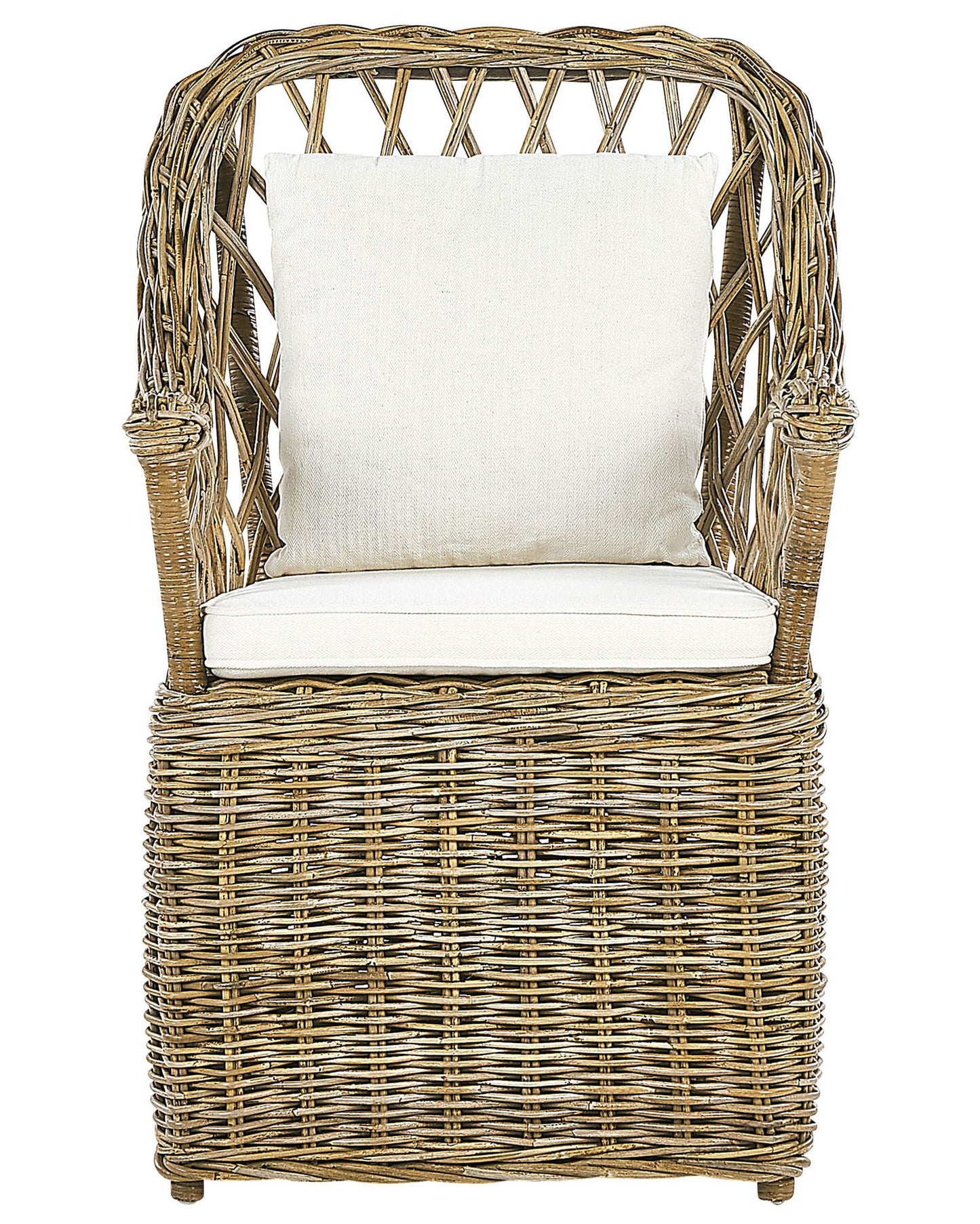 Set of 2 Garden Armchairs with Cushions MAROS Rattan Natural