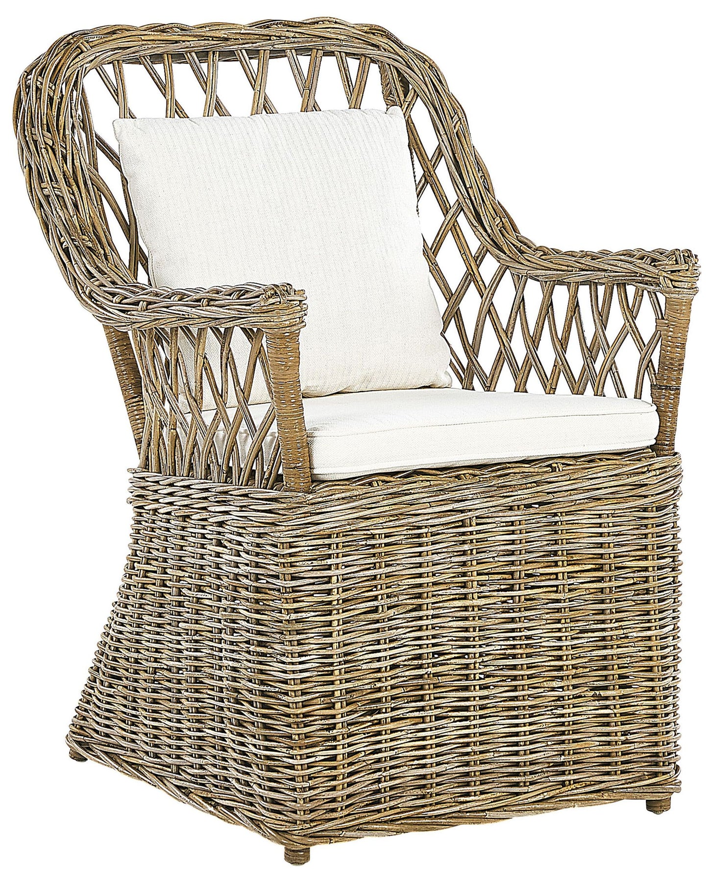Set of 2 Garden Armchairs with Cushions MAROS Rattan Natural