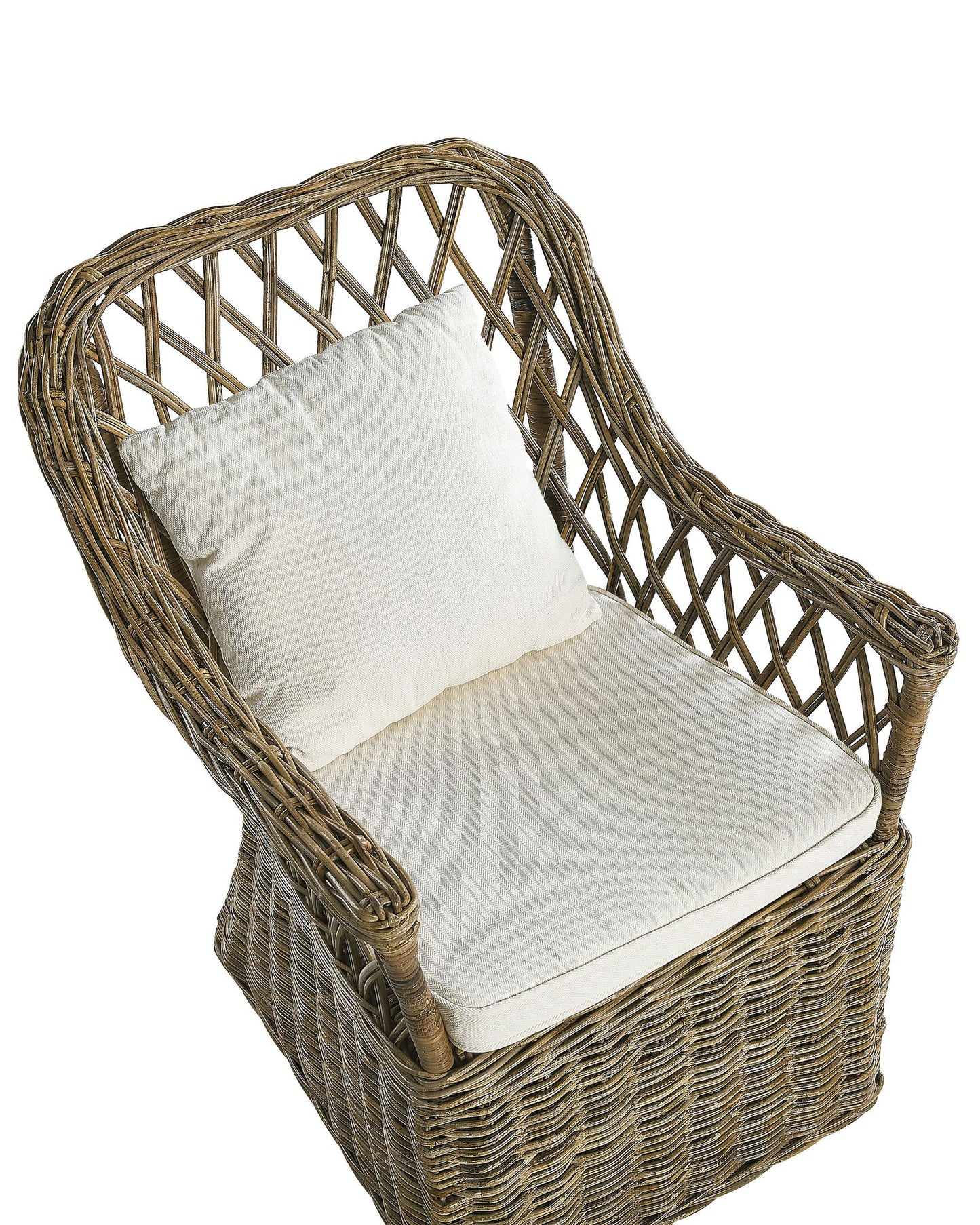 Set of 2 Garden Armchairs with Cushions MAROS Rattan Natural