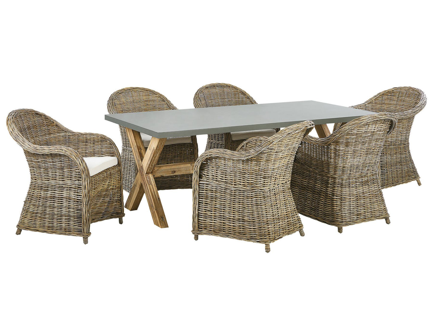 Garden Dining Set 6 Seater SUSUA/OLBIA with Cushions Concrete Light Brown