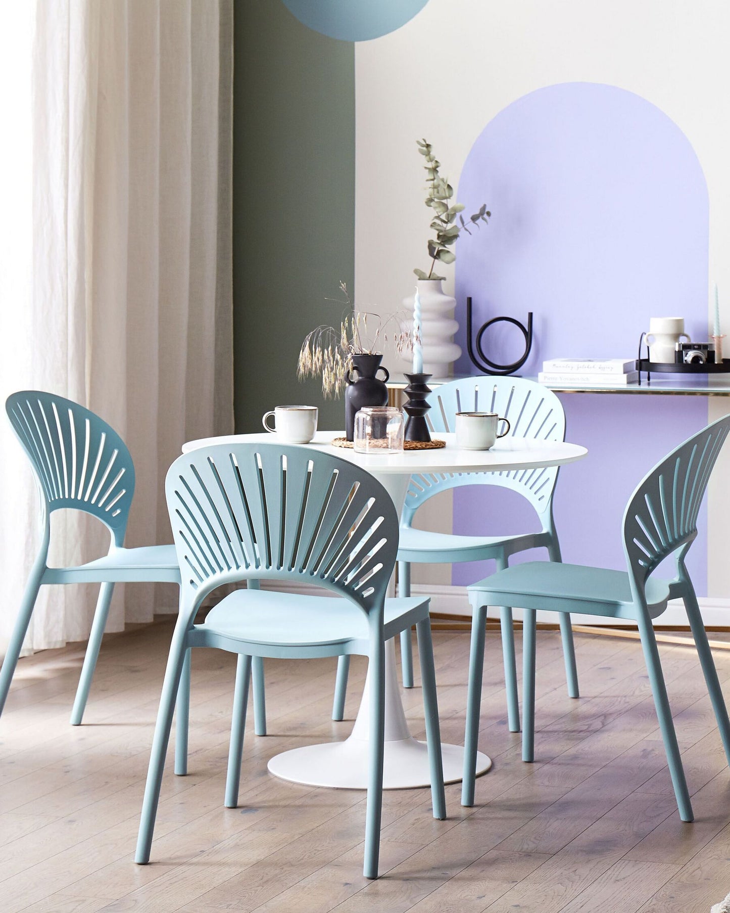 Set of 4 Garden Chairs OSTIA Light Blue