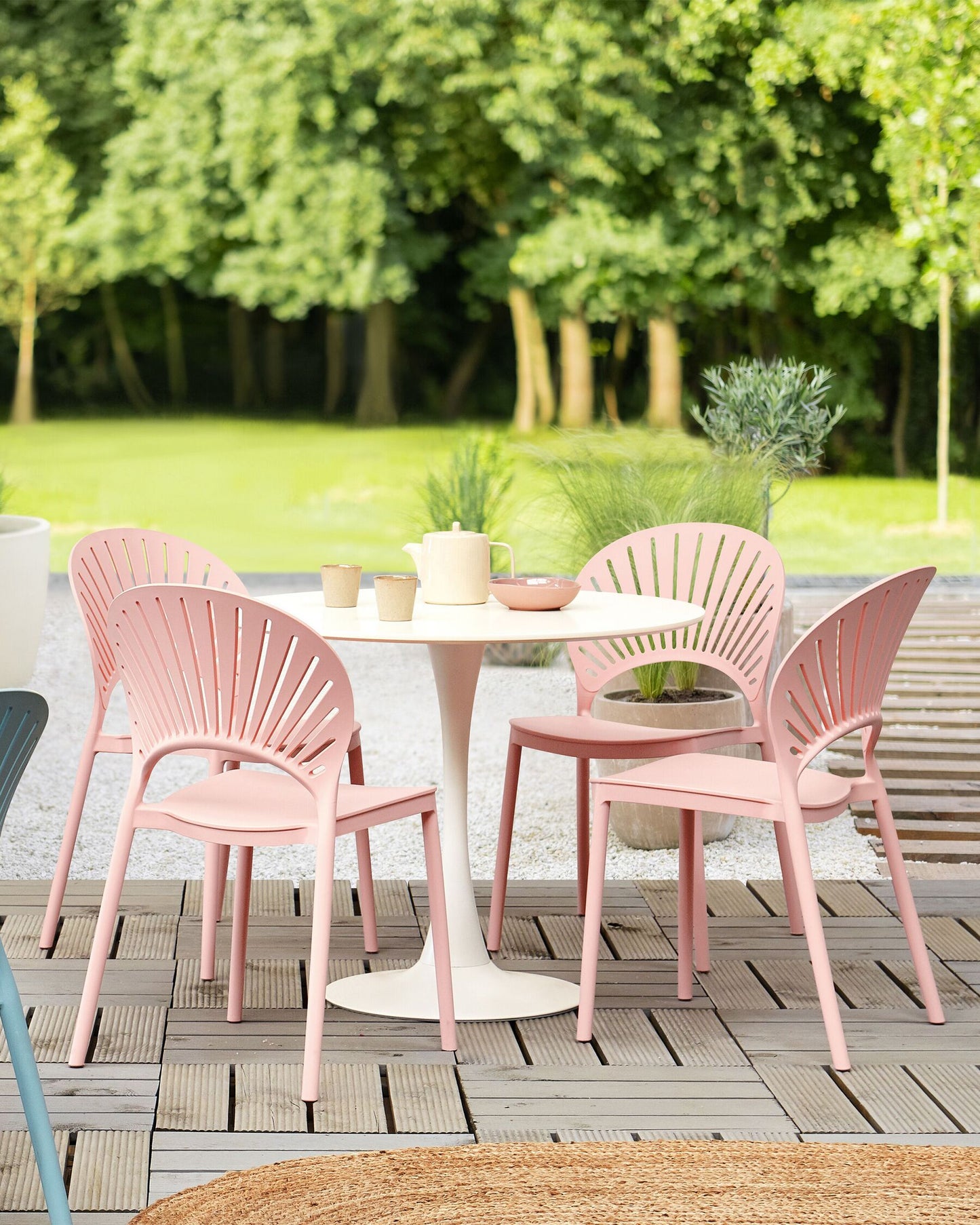 Set of 4 Garden Chairs OSTIA Pastel Pink