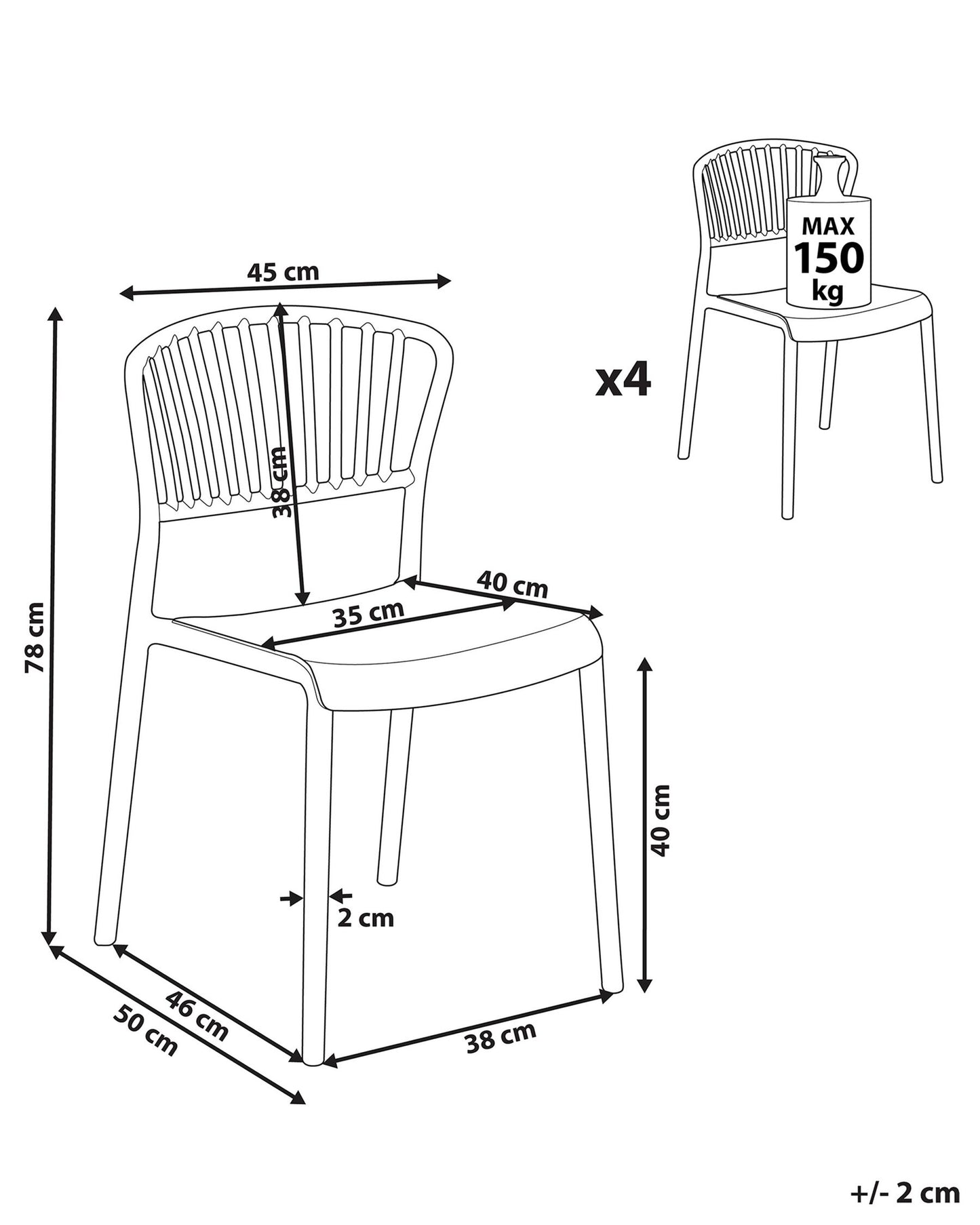 Set of 4 Garden Chairs GELA Taupe