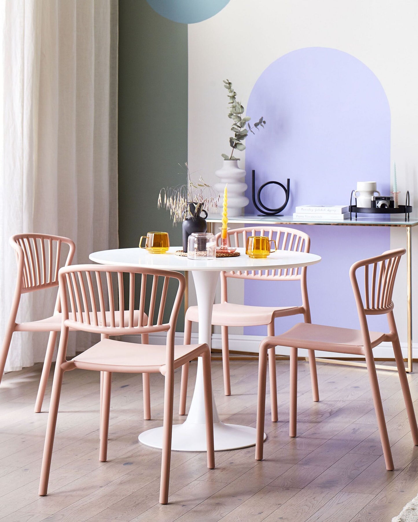 Set of 4 Garden Chairs GELA Pastel Pink