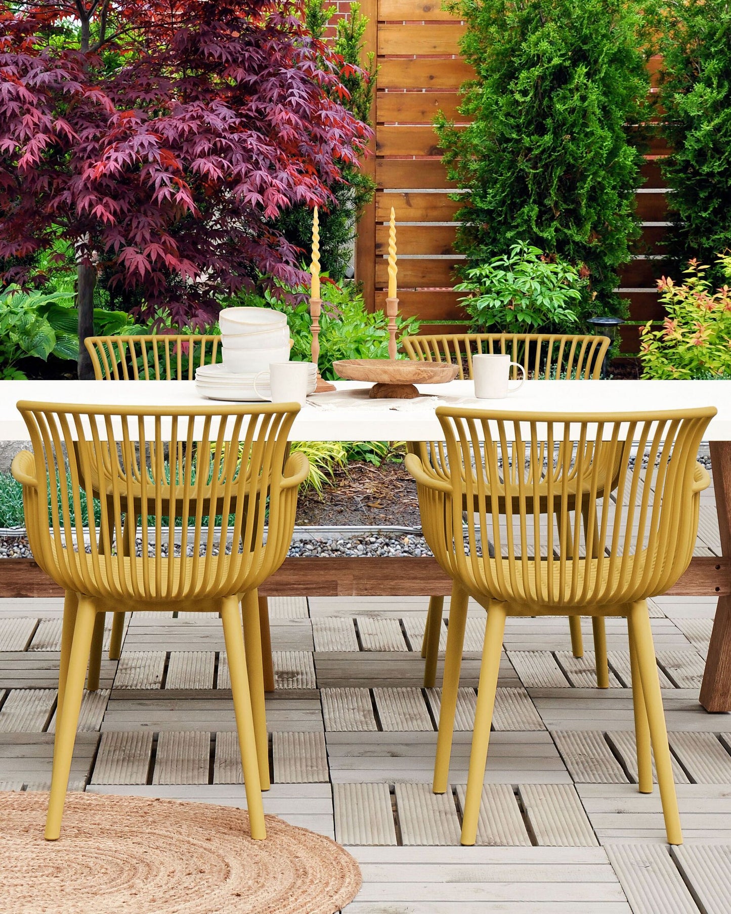 Set of 4 Garden Chairs PESARO Yellow