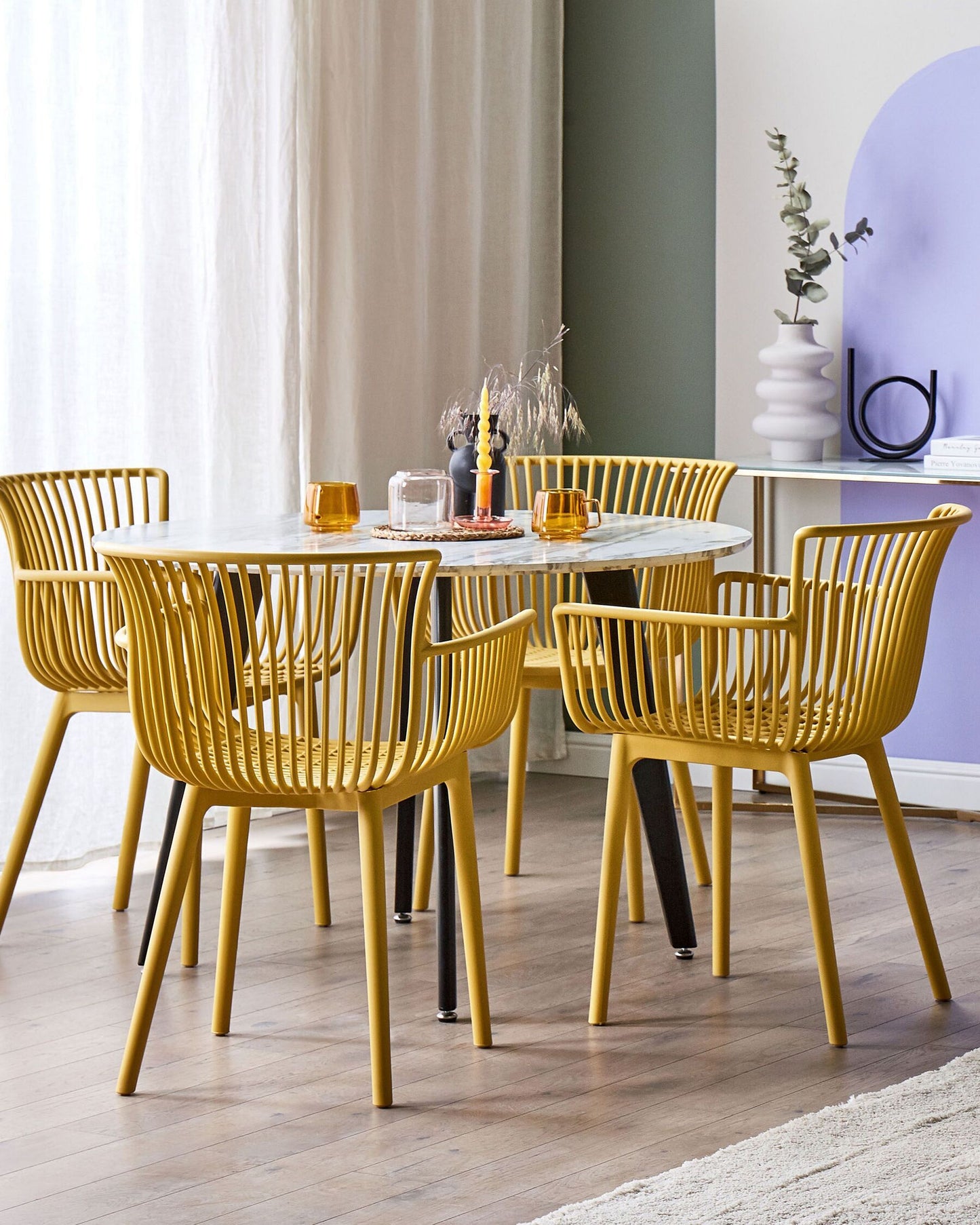 Set of 4 Garden Chairs PESARO Yellow