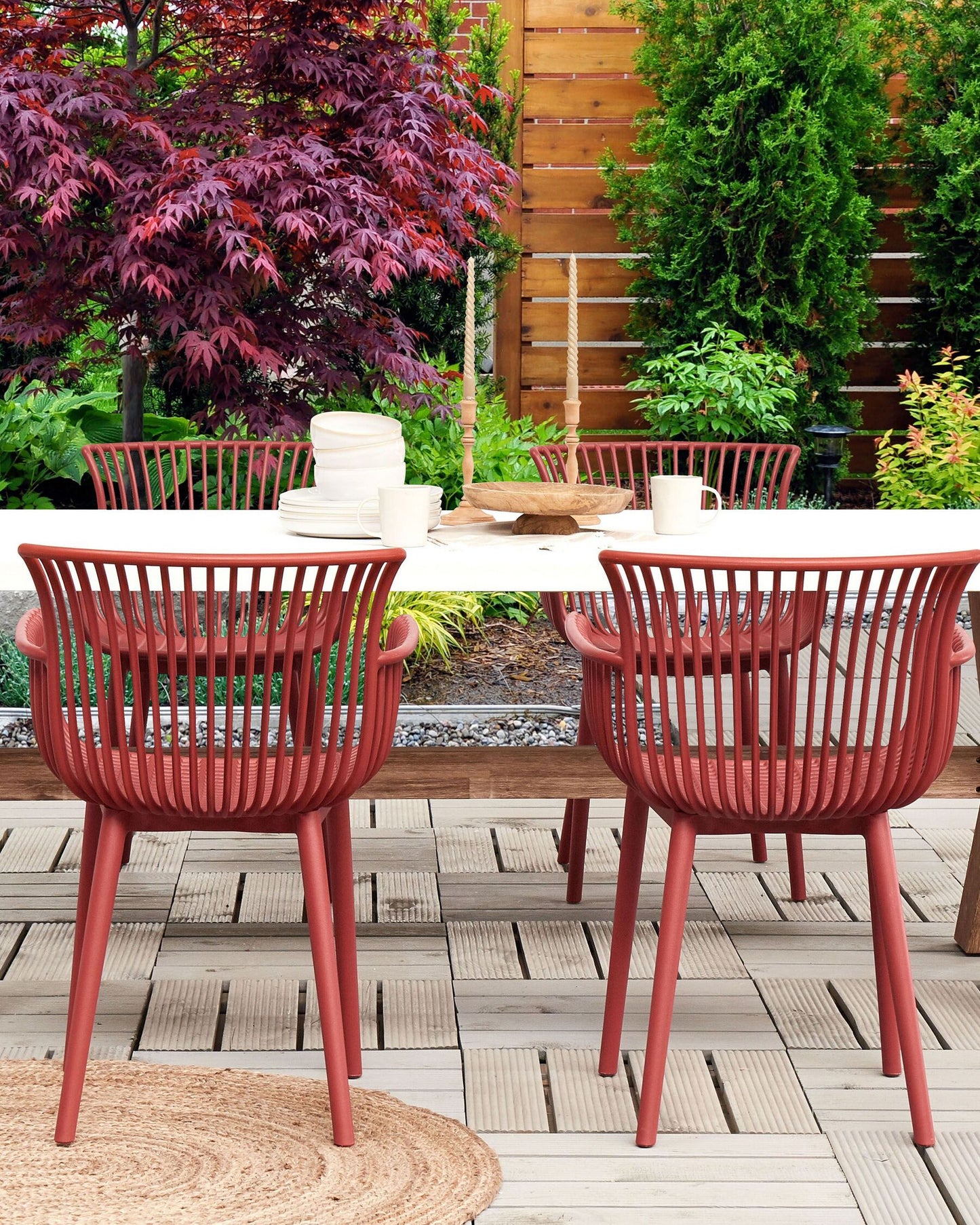 Set of 4 Garden Chairs PESARO Red