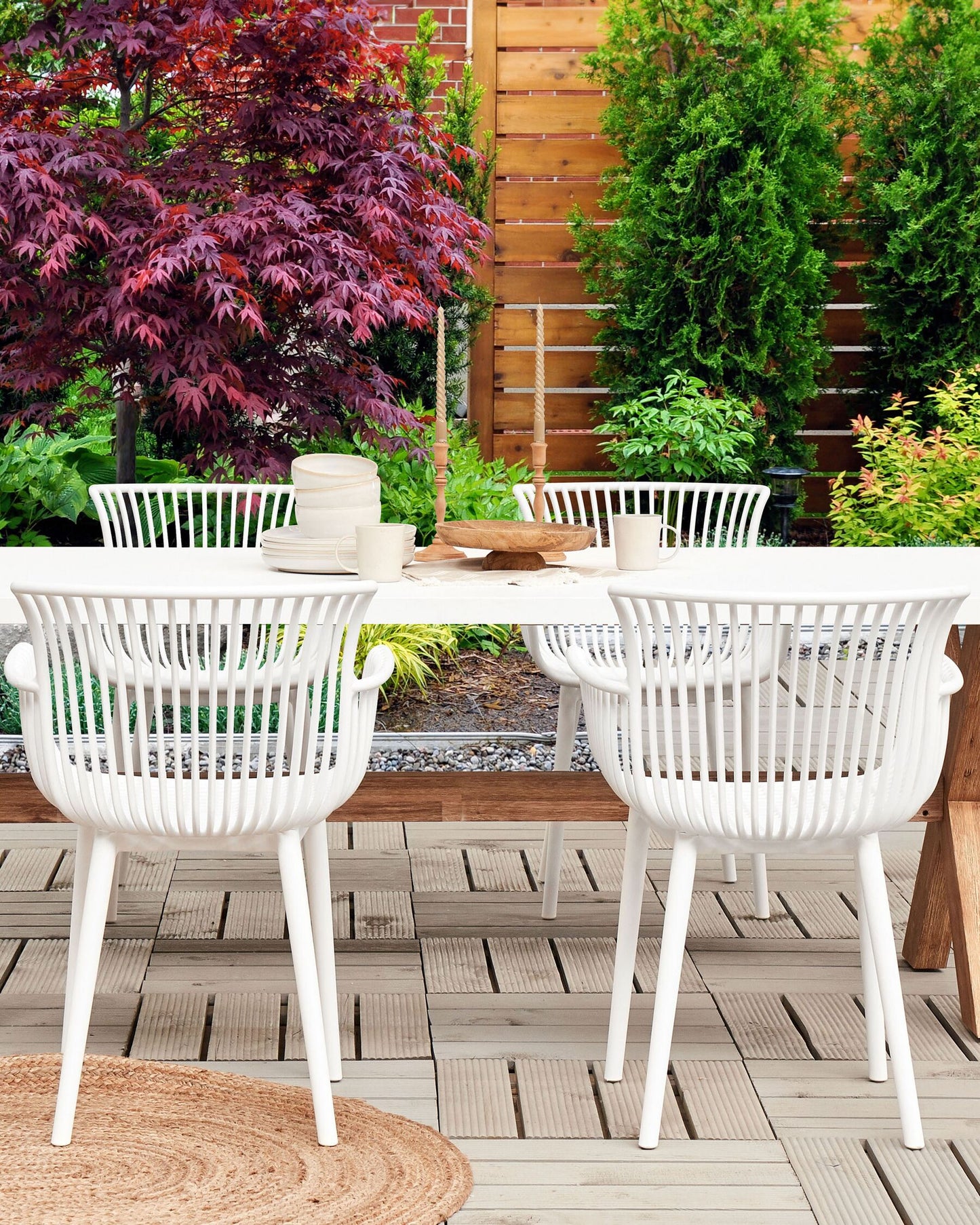 Set of 4 Garden Chairs PESARO White