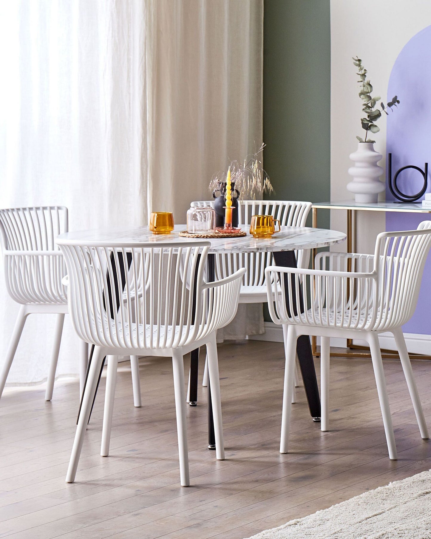 Set of 4 Garden Chairs PESARO White