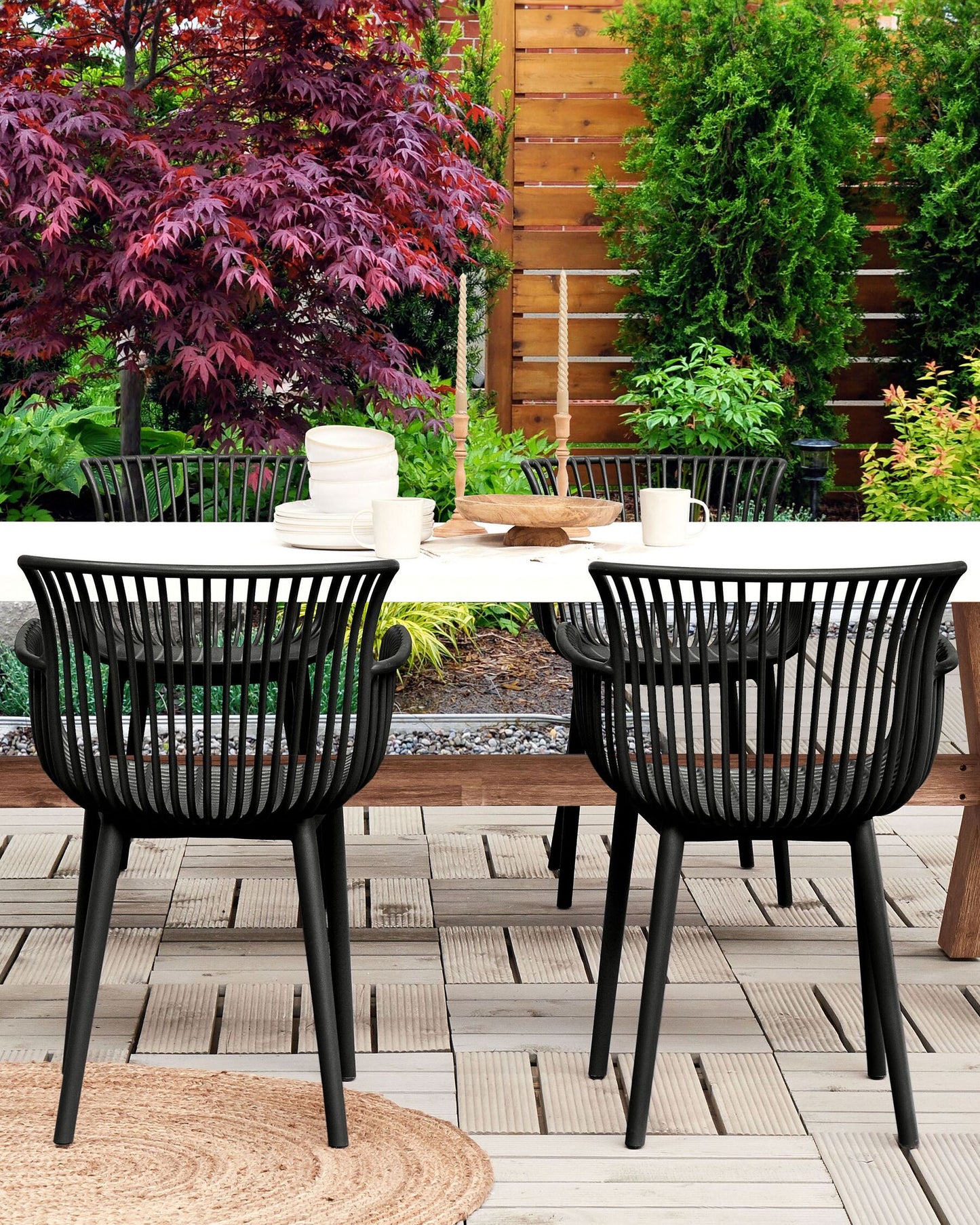 Set of 4 Garden Chairs PESARO Black