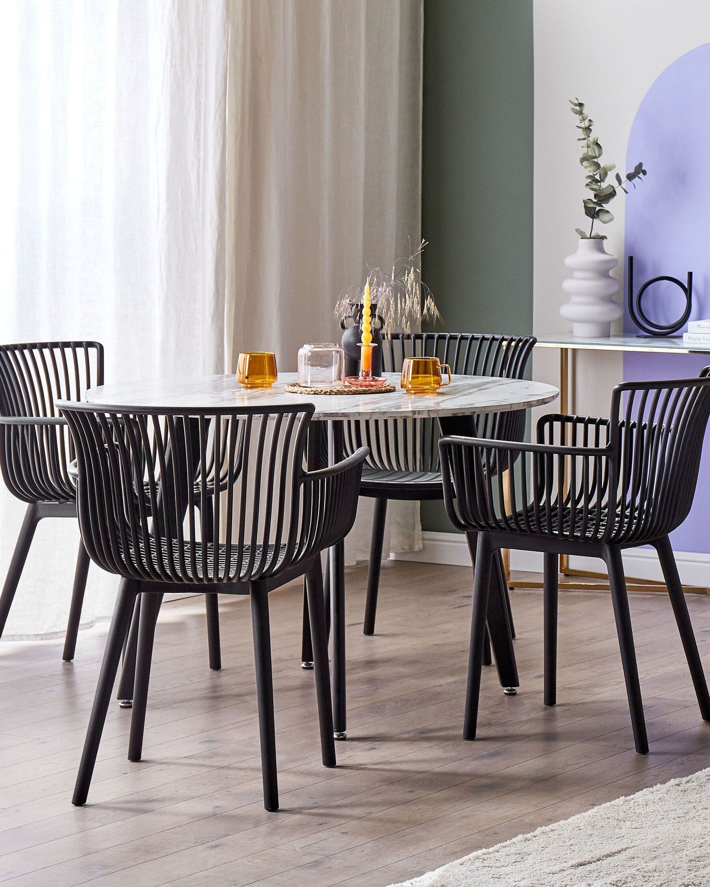 Set of 4 Garden Chairs PESARO Black
