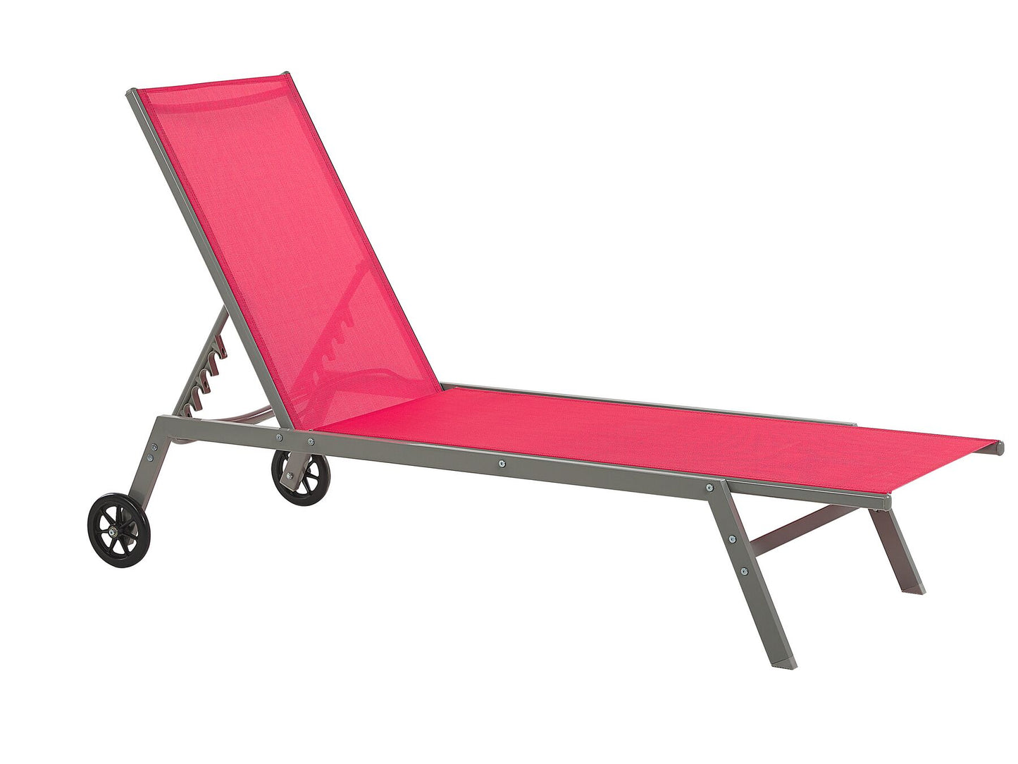 Steel Garden Sun Lounger with Wheels Red LEVANZO