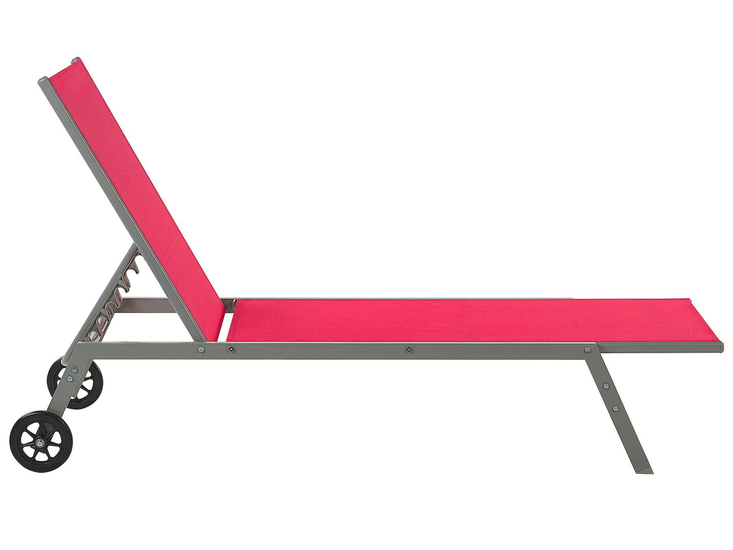 Steel Garden Sun Lounger with Wheels Red LEVANZO