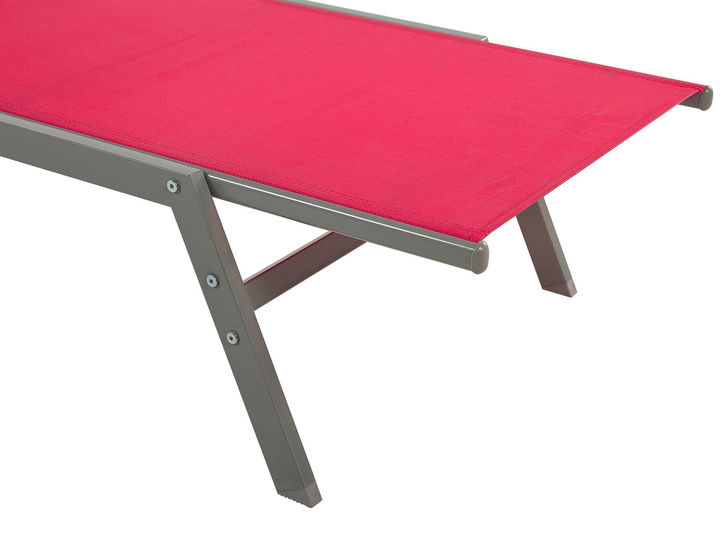 Steel Garden Sun Lounger with Wheels Red LEVANZO