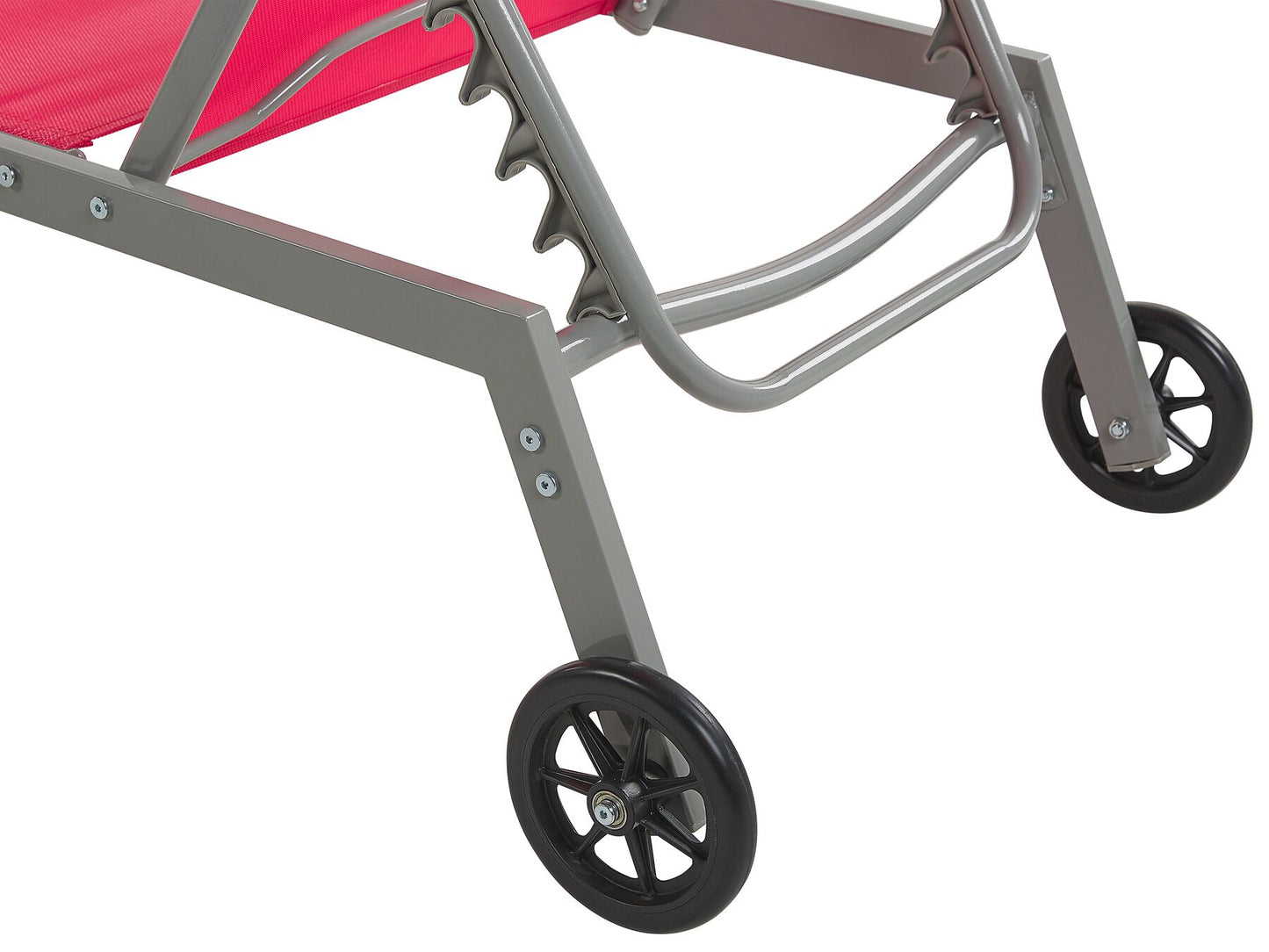 Steel Garden Sun Lounger with Wheels Red LEVANZO