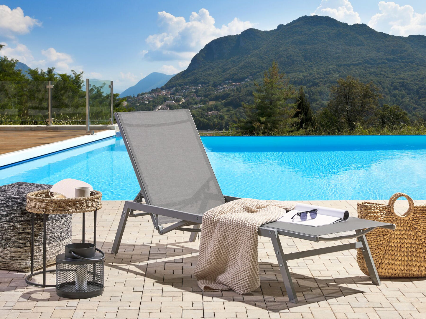 Steel Garden Sun Lounger Grey VERNAZZA