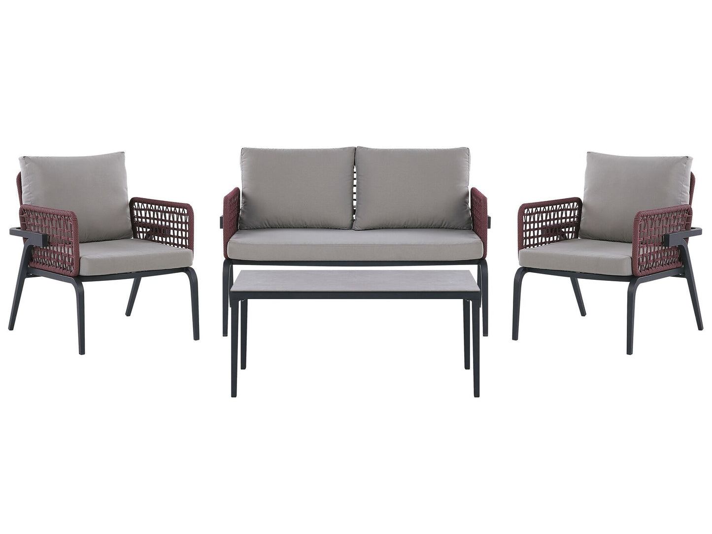 Garden Lounge Set with Table 4 Seater SCIACCA Metal Grey