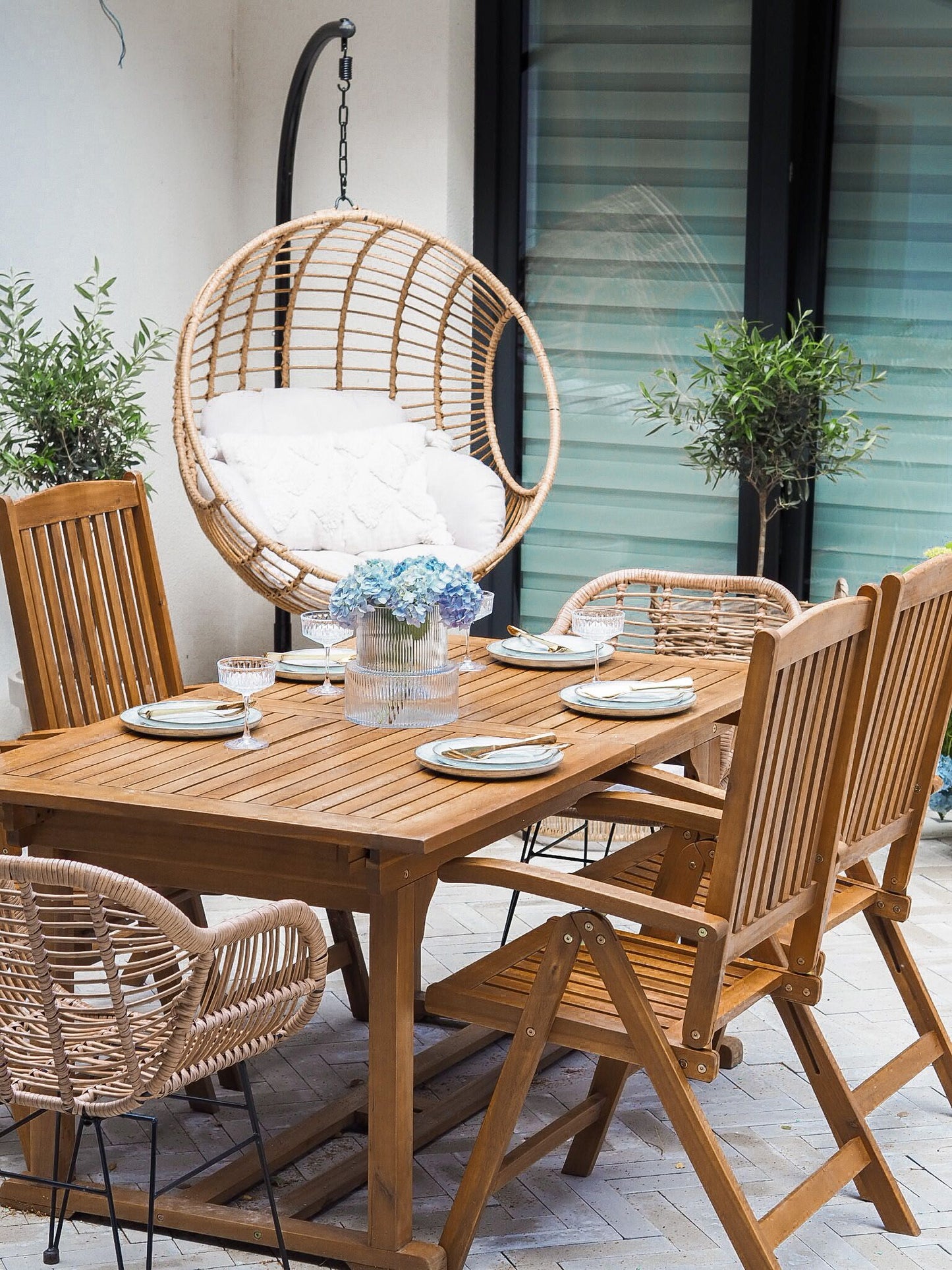 Garden Dining Set 6 Seater JAVA Acacia Wood Light Brown