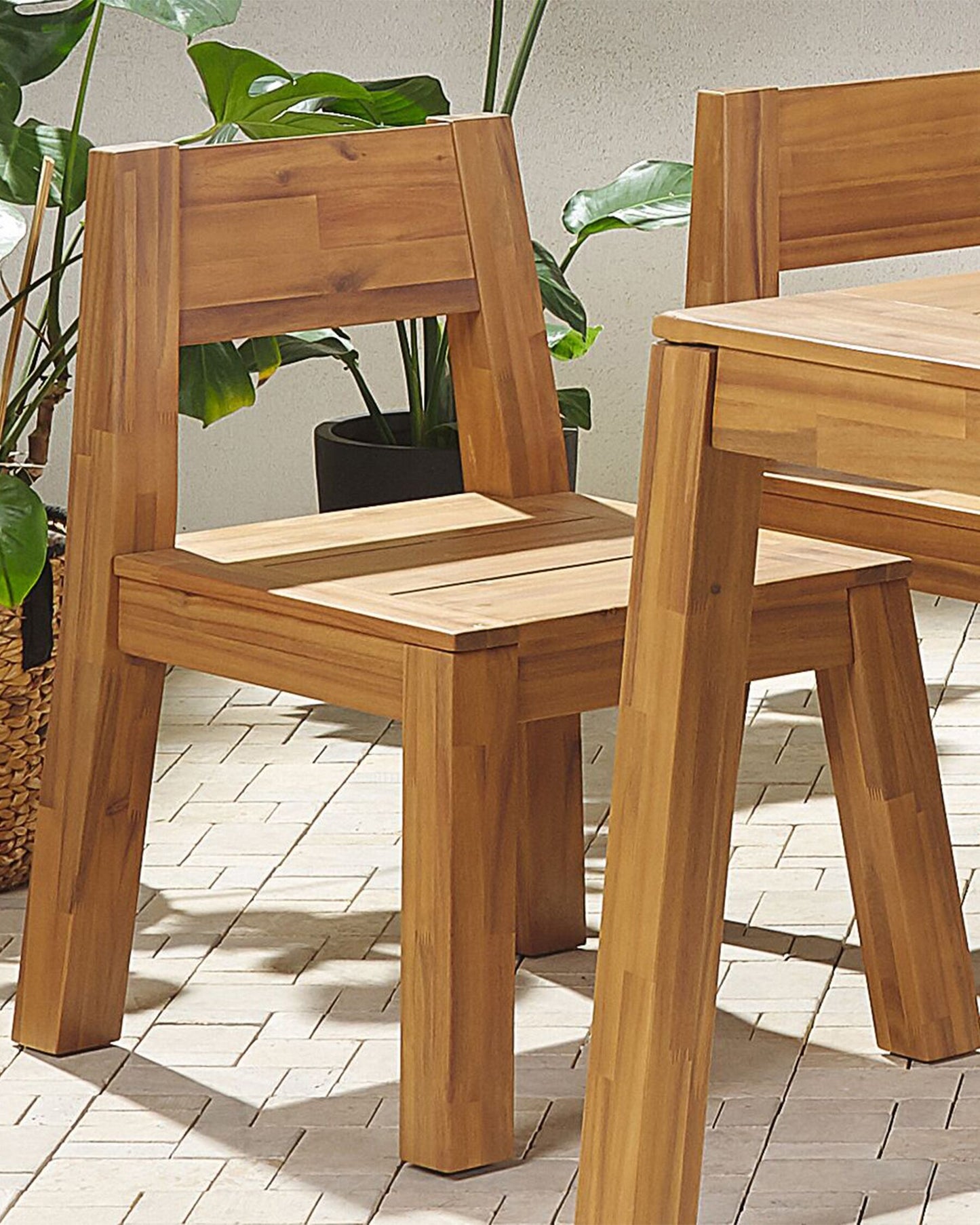 Set of 2 Garden Chairs LIVORNO Acacia Wood Brown