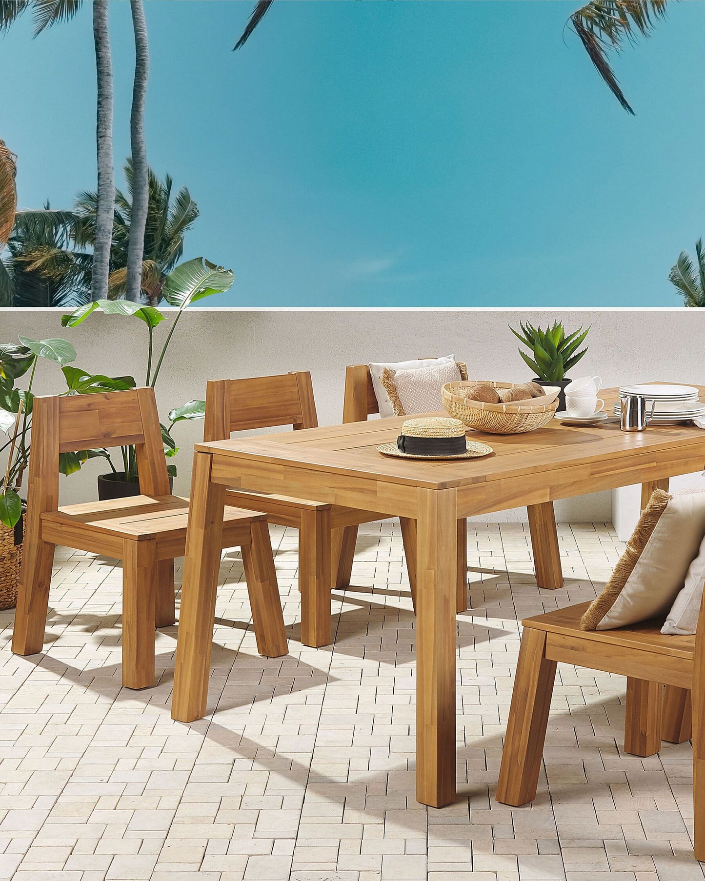 Set of 2 Garden Chairs LIVORNO Acacia Wood Brown