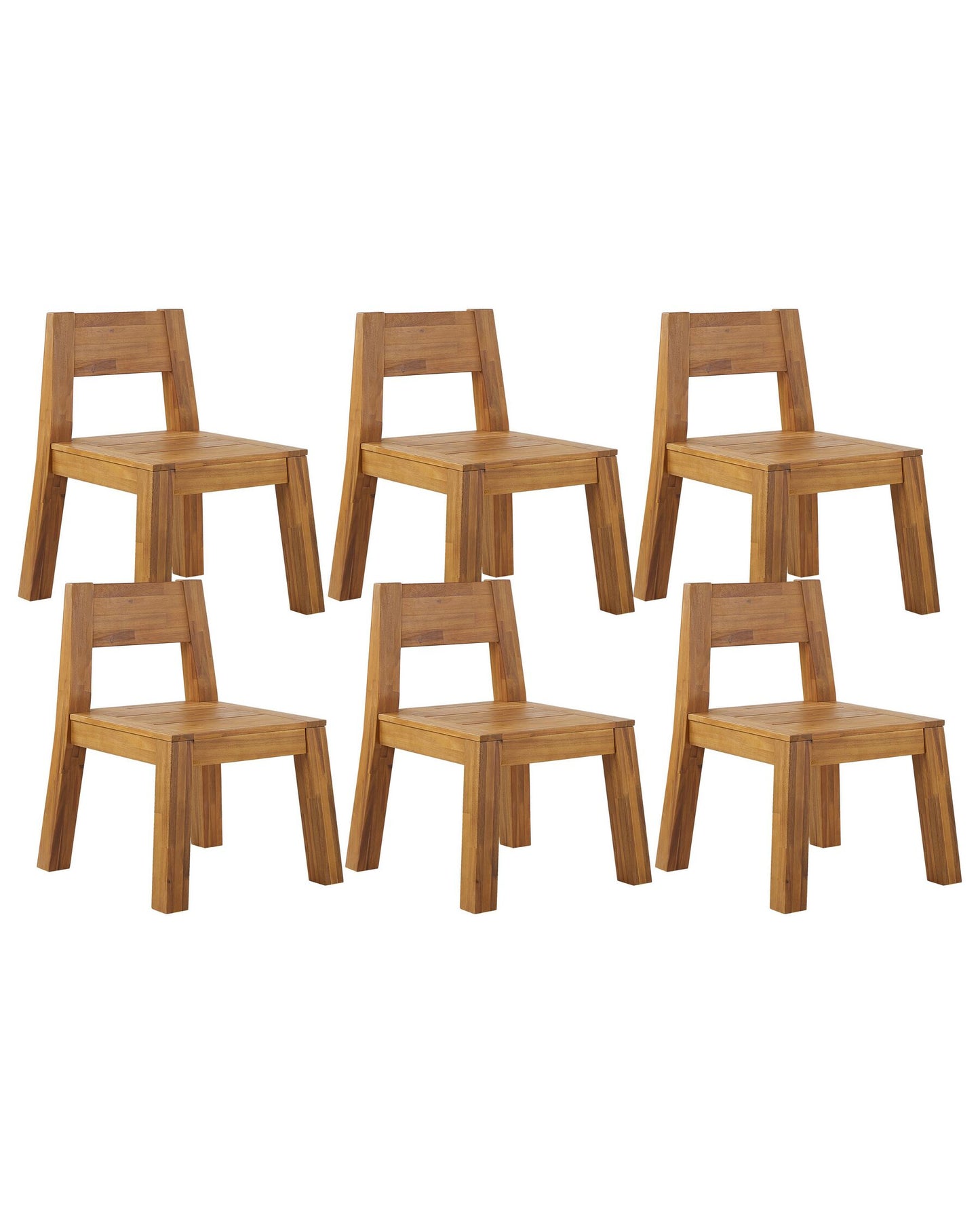 Set of 6 Garden Chairs LIVORNO Acacia Wood Brown