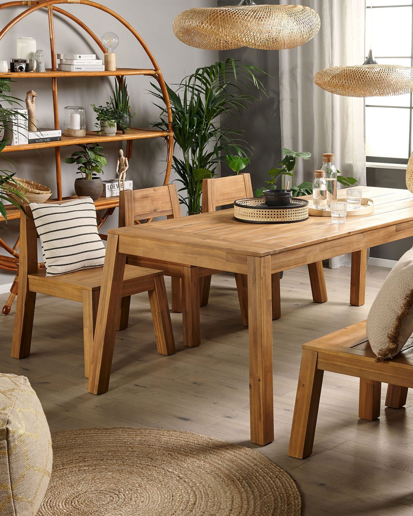 Set of 6 Garden Chairs LIVORNO Acacia Wood Brown