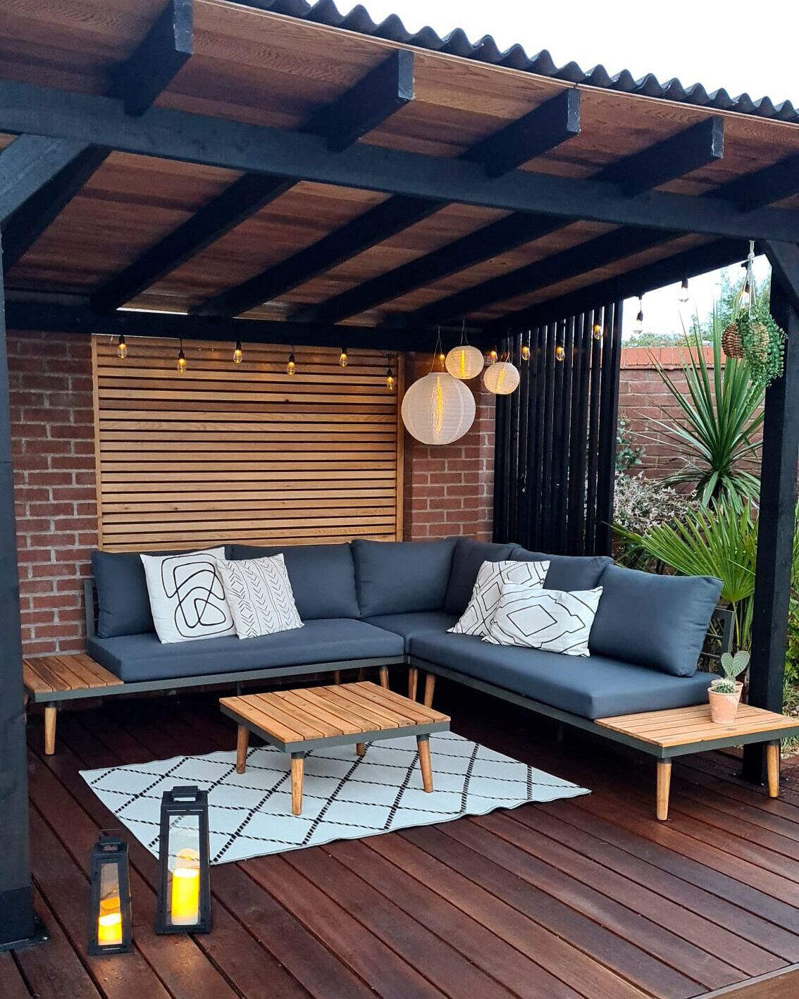 Garden Corner Sofa with Table 5 Seater CORATO Acacia Wood Grey
