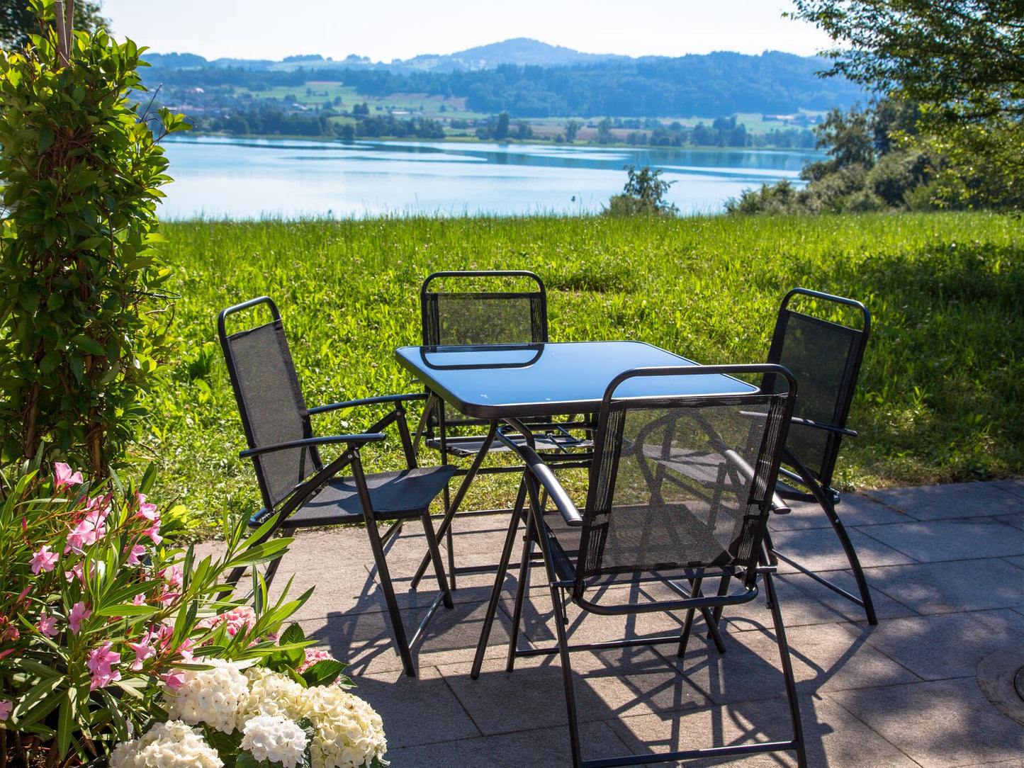 Garden Dining Set 4 Seater LIVO Metal Black