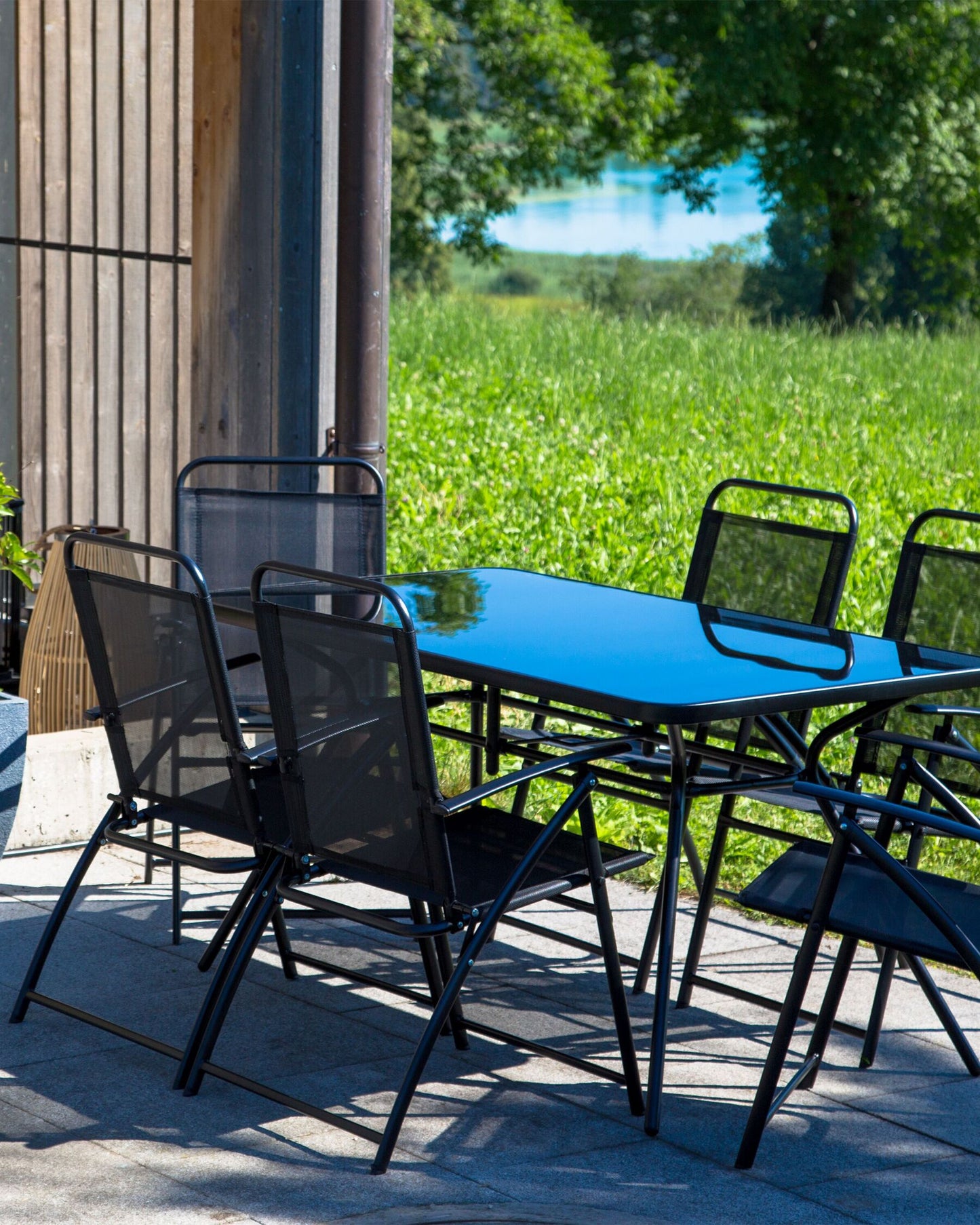 Set of 6 Garden Chairs LIVO Metal Black