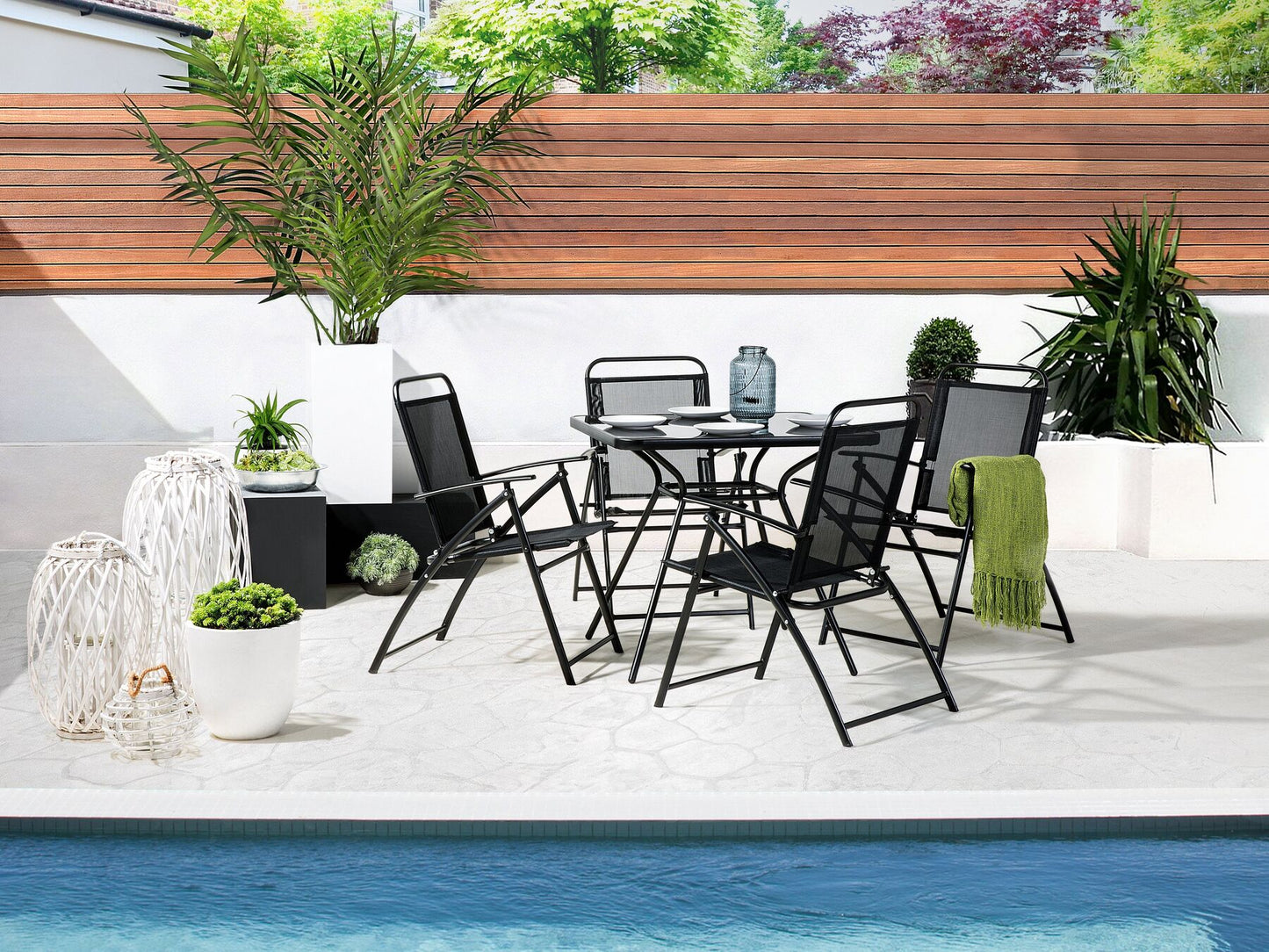 Garden Dining Set 6 Seater LIVO Metal Black