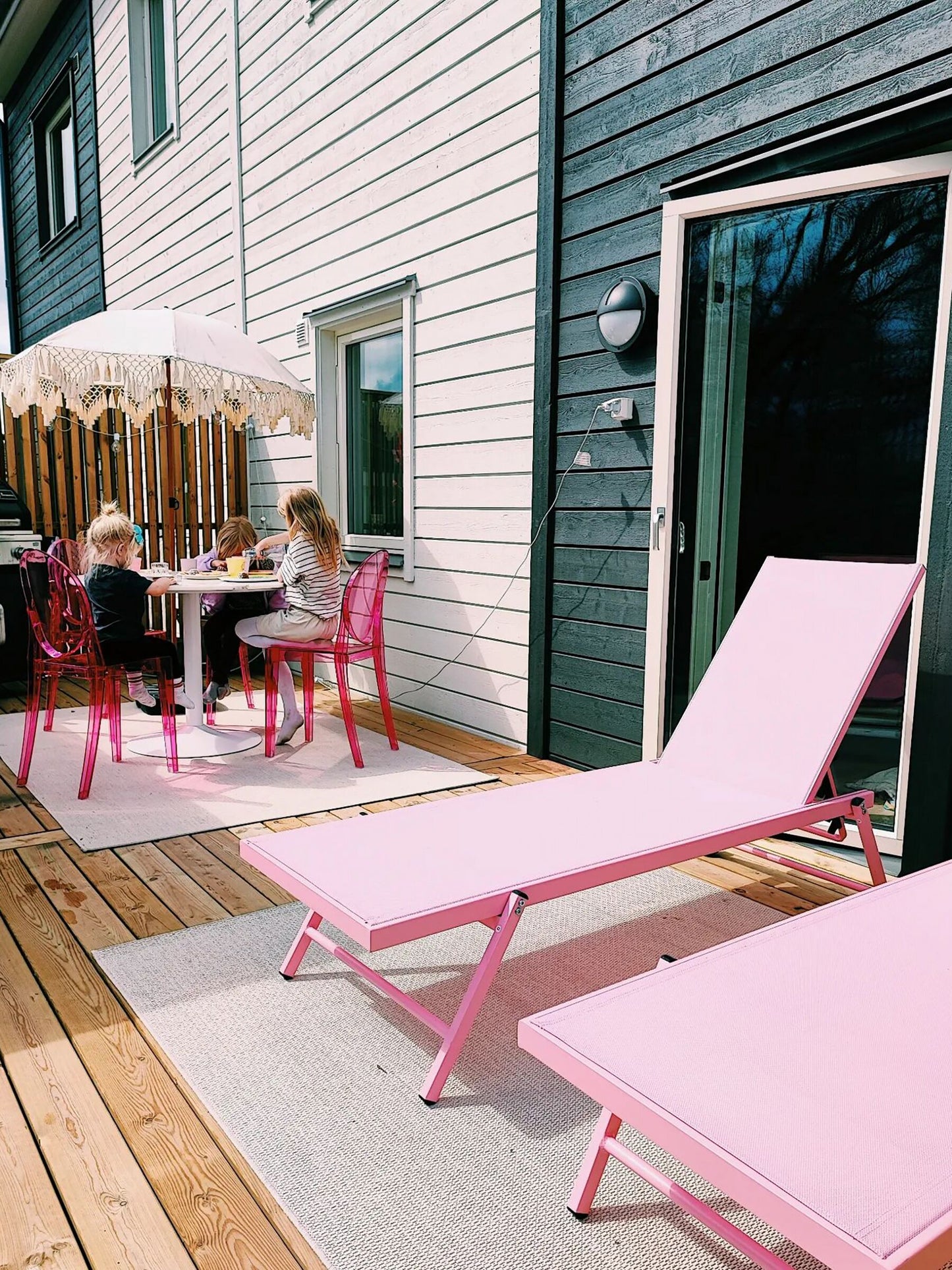 Aluminium Reclining Sun Lounger Pink PORTOFIN