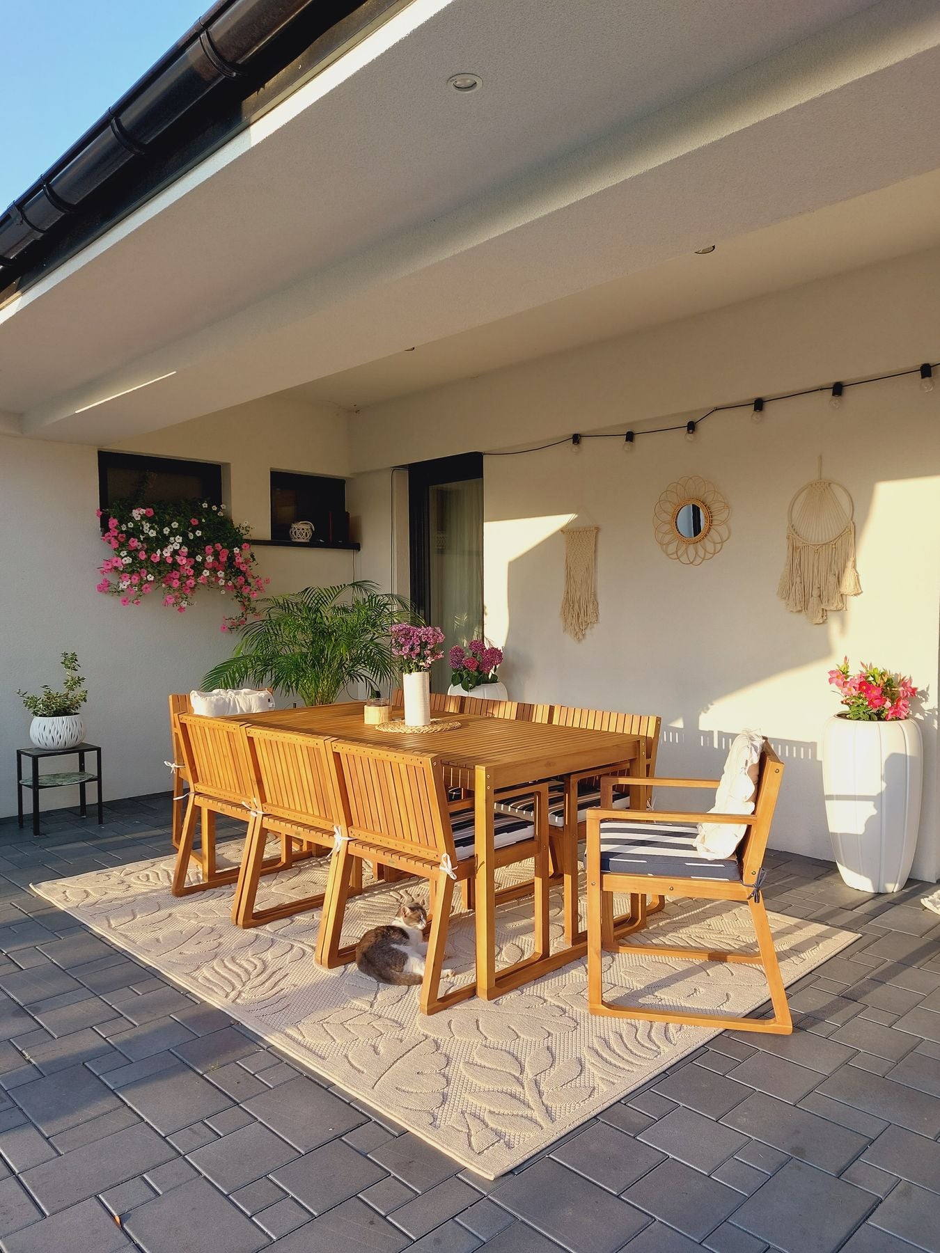 Garden Dining Set 8 Seater SASSARI with Cushions Acacia Wood Navy Blue