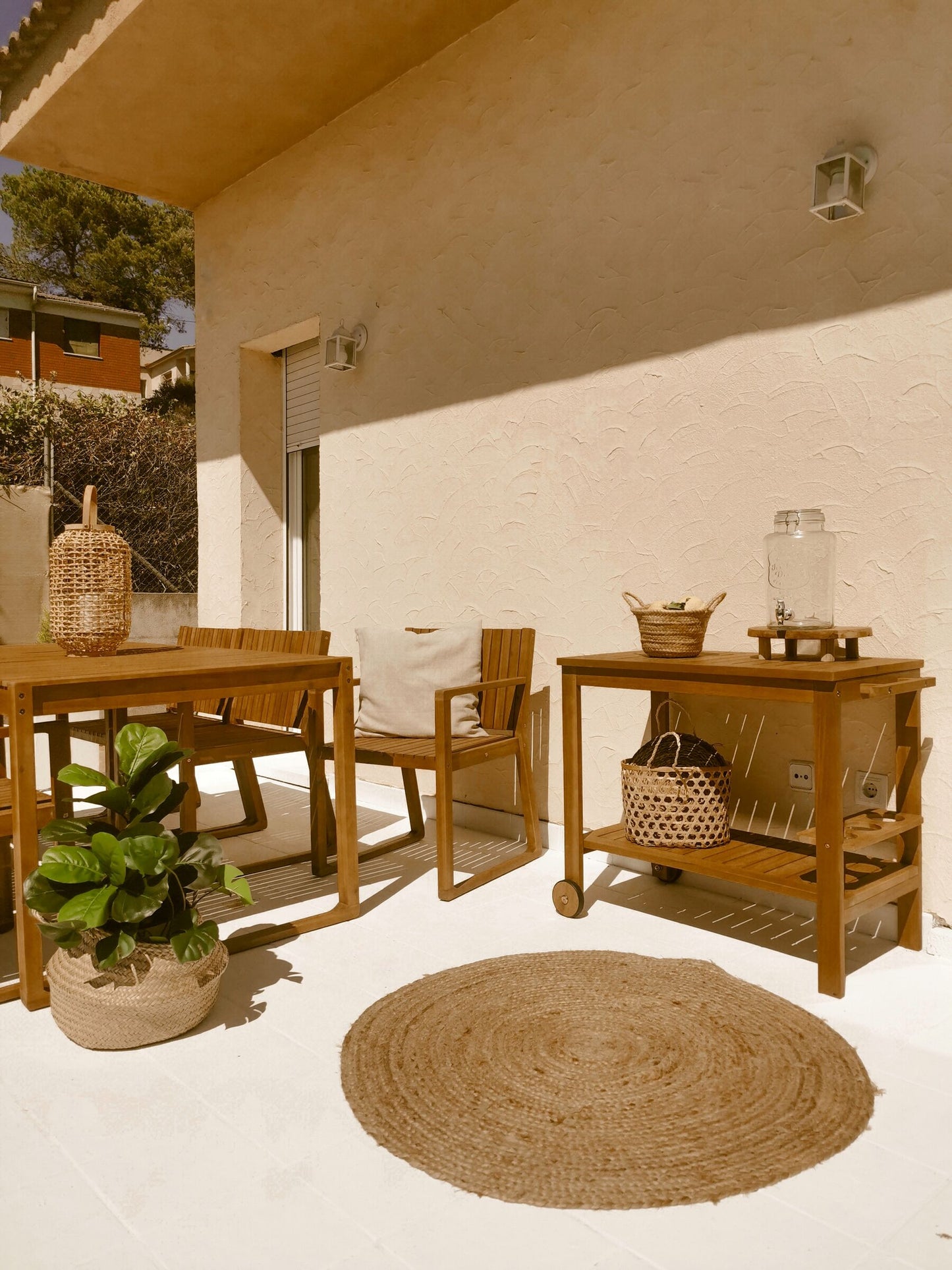 Garden Dining Set with Trolley 6 Seater SASSARI Acacia Wood Brown