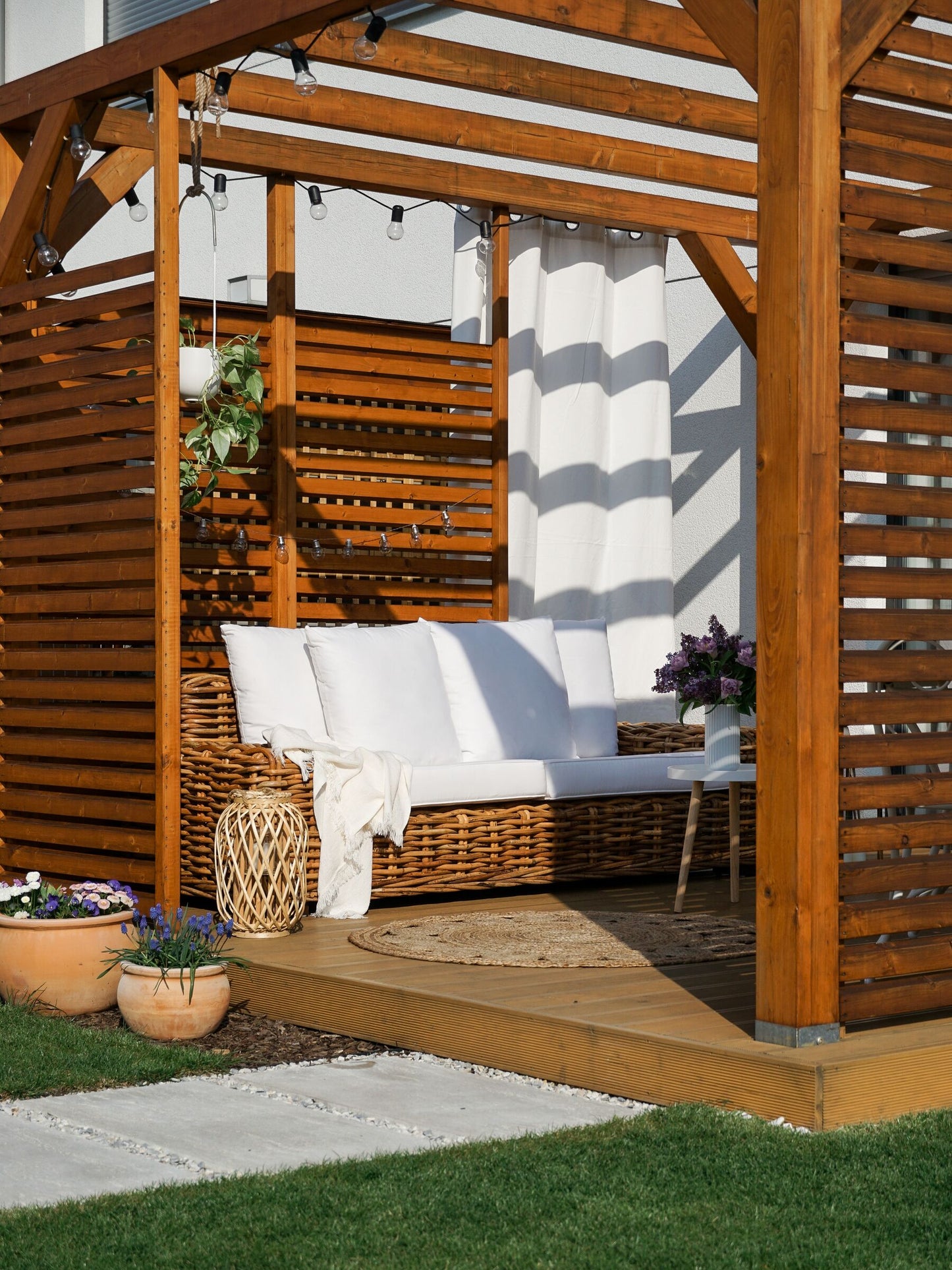 Garden Sofa 3 Seater FORLI Rattan Natural