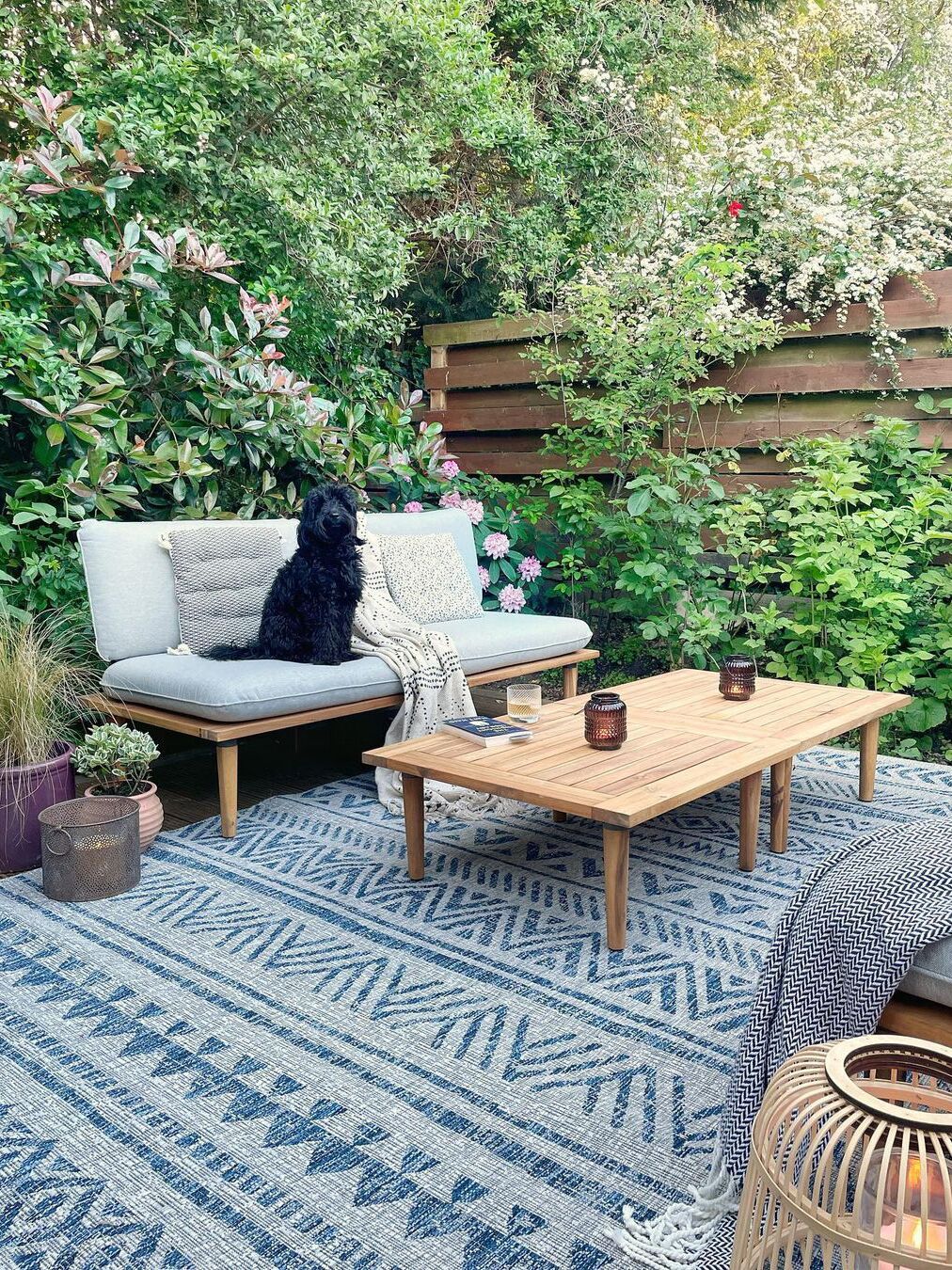 Garden Lounge Set with Table 4 Seater FRASCATI Modular Certified Acacia Wood Light Grey