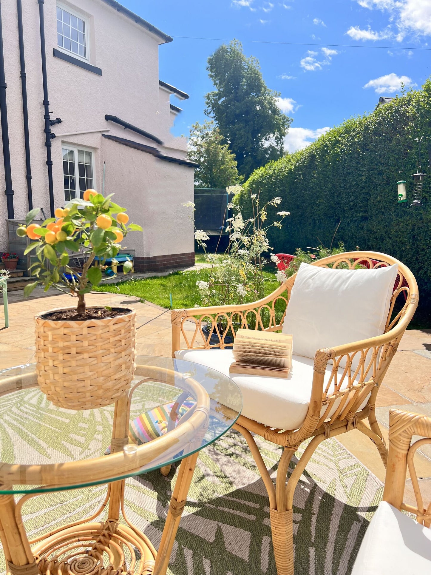 Garden Lounge Set with Table 4 Seater SIBARI Rattan Natural