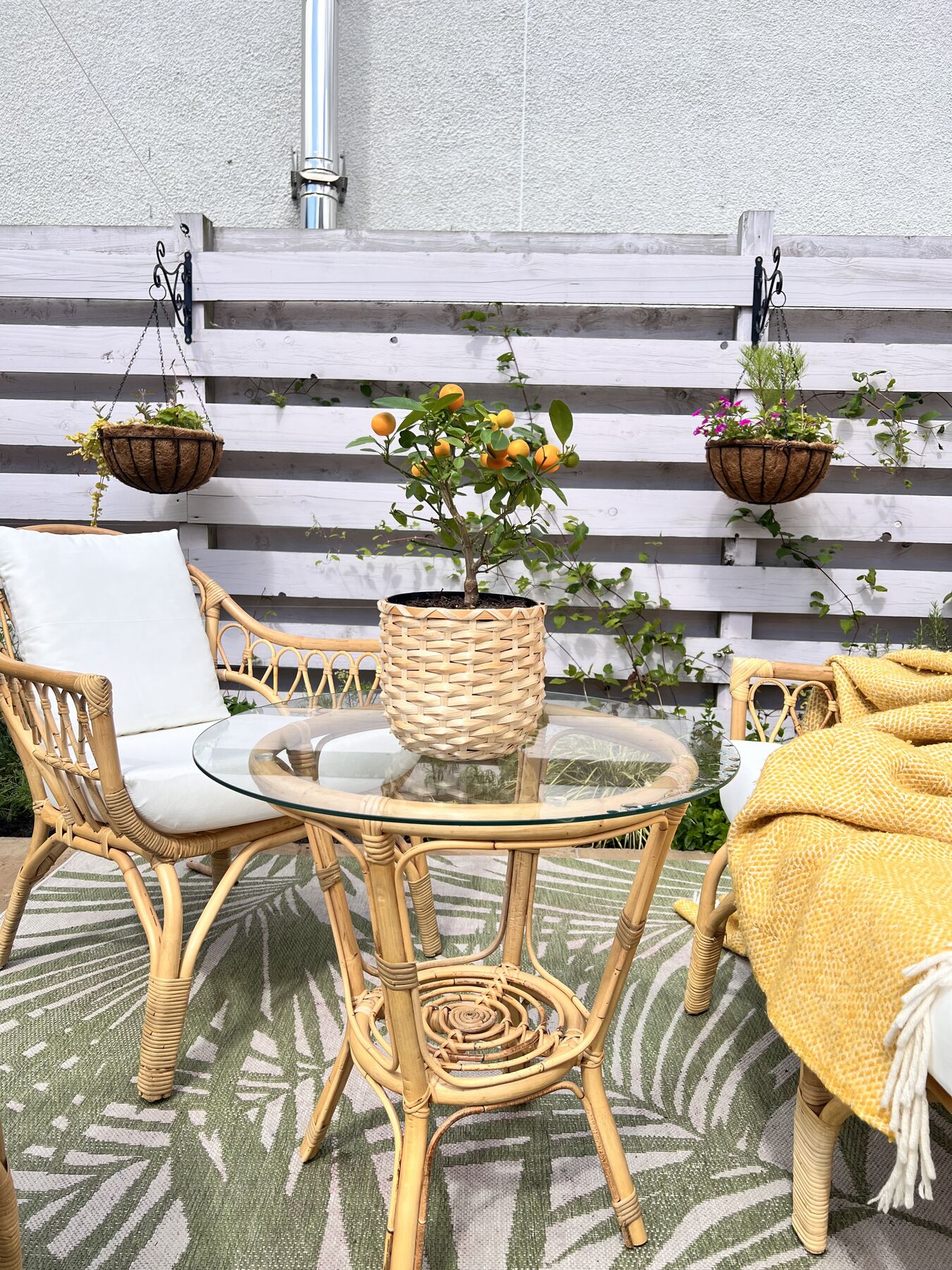 Garden Lounge Set with Table 4 Seater SIBARI Rattan Natural