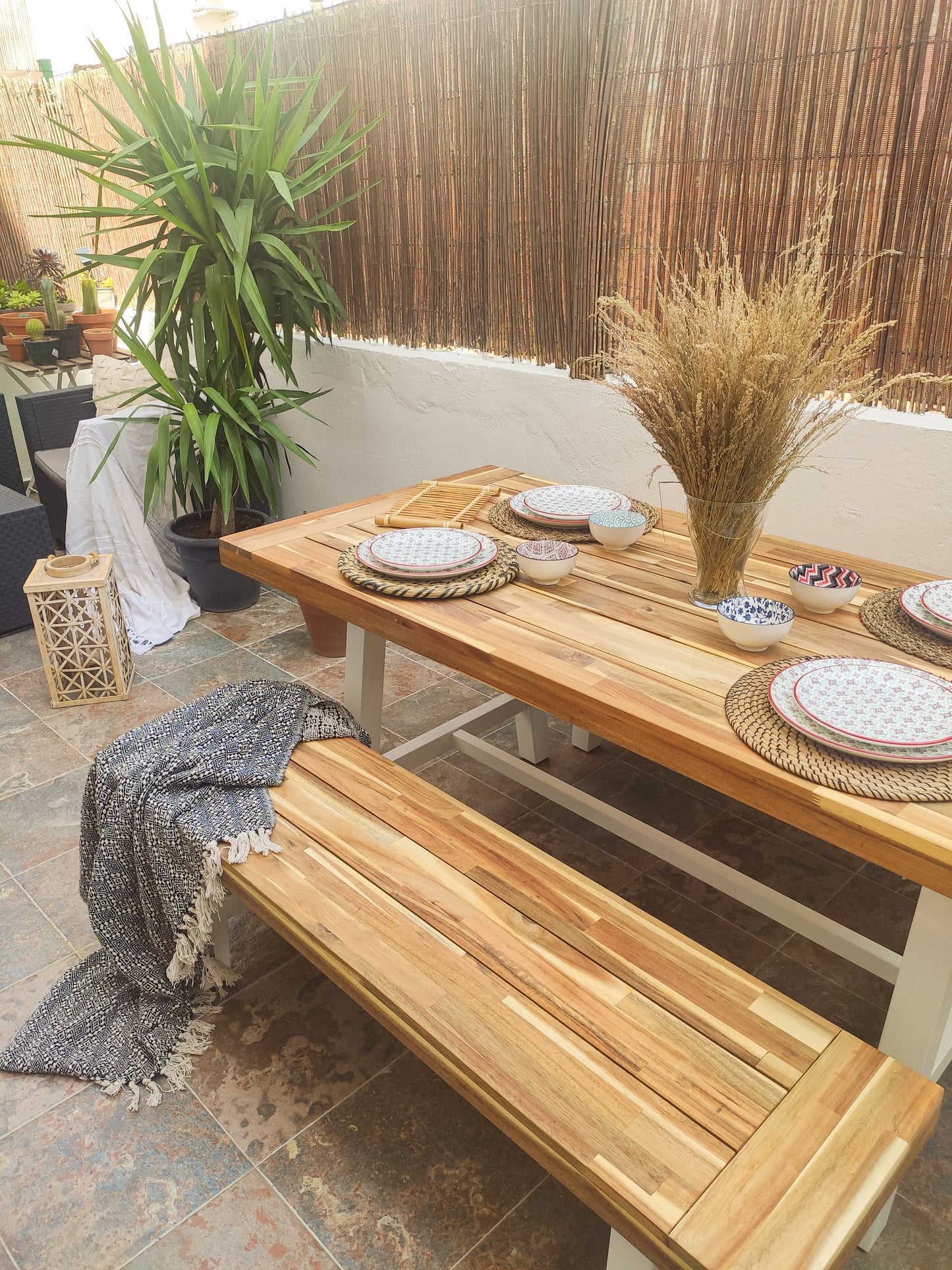 Garden Dining Set 6 Seater SCANIA Acacia Wood White